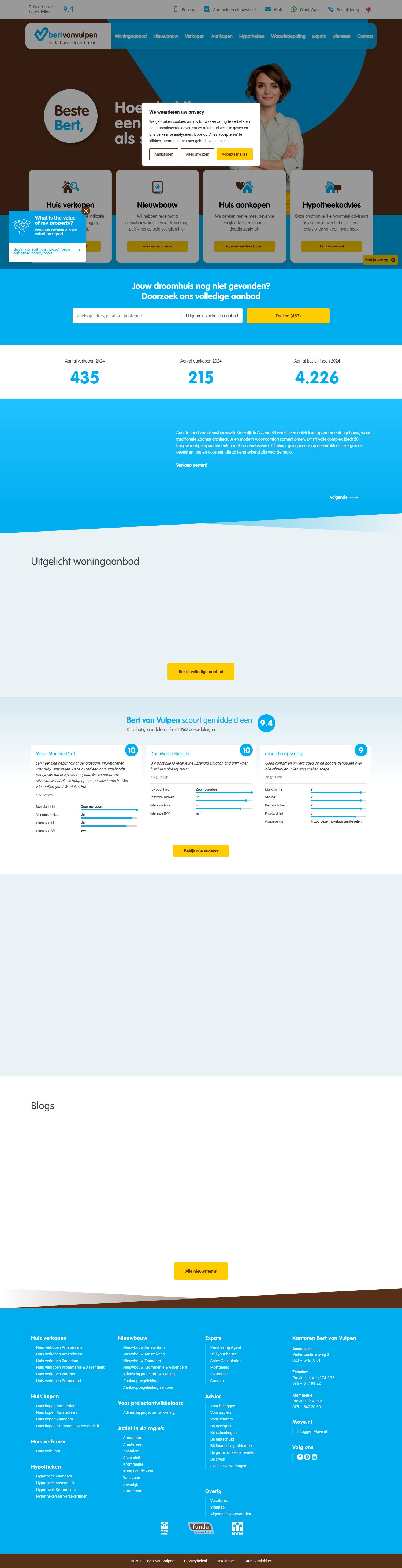Screenshot of the website of www.bertvanvulpen.nl