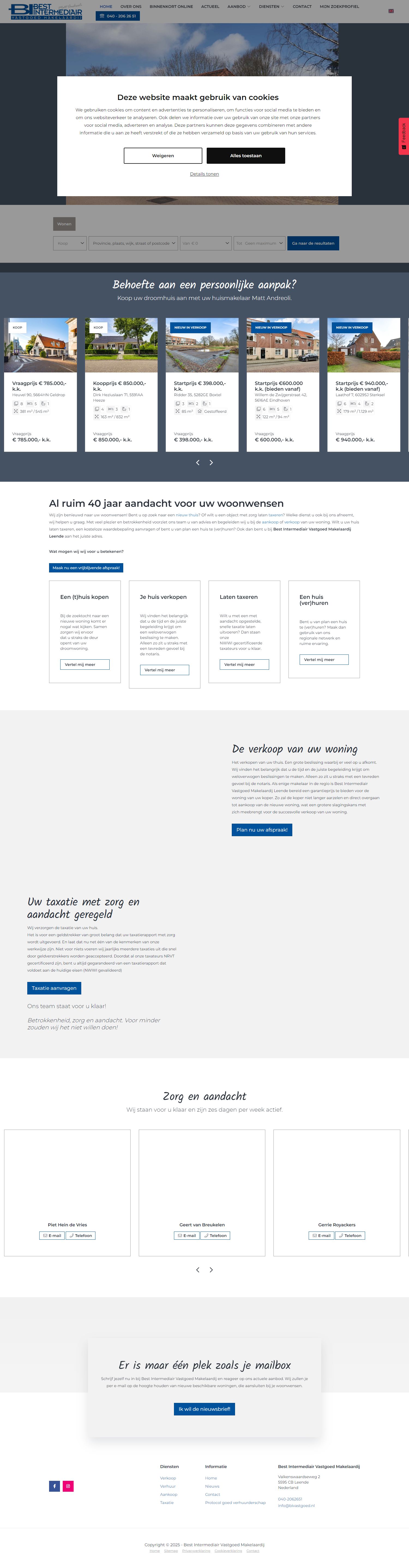 Screenshot van de website van www.bivastgoed.nl