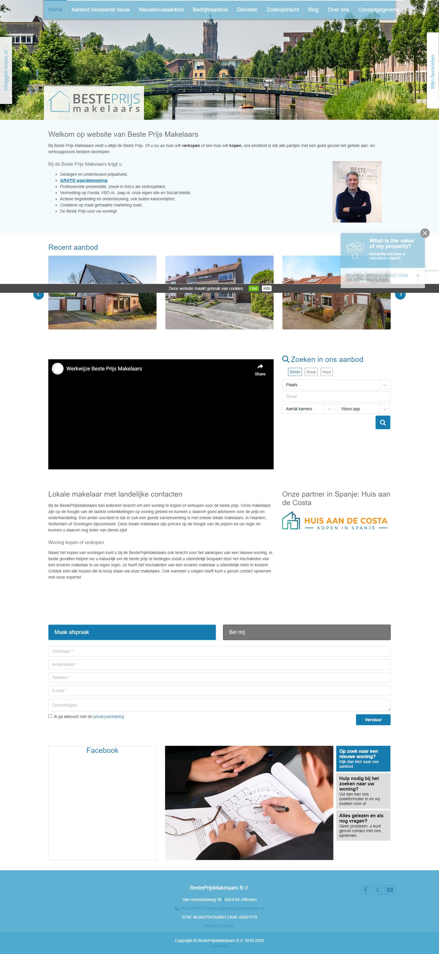 Screenshot van de website van www.besteprijsmakelaars.nl
