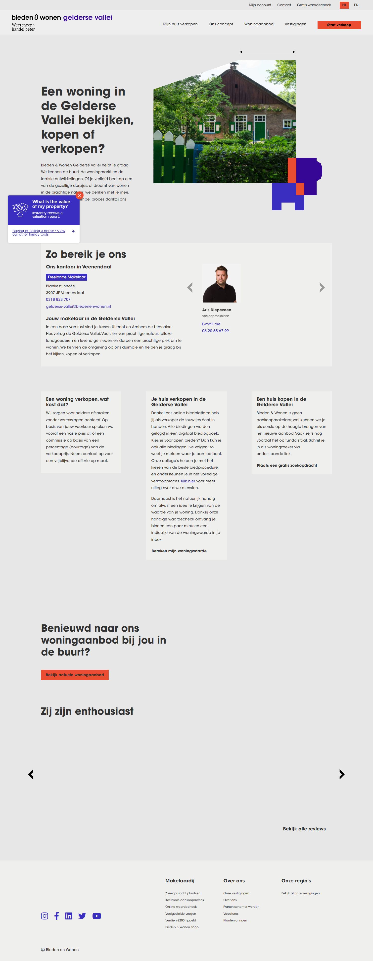 Screenshot van de website van www.biedenenwonen.nl