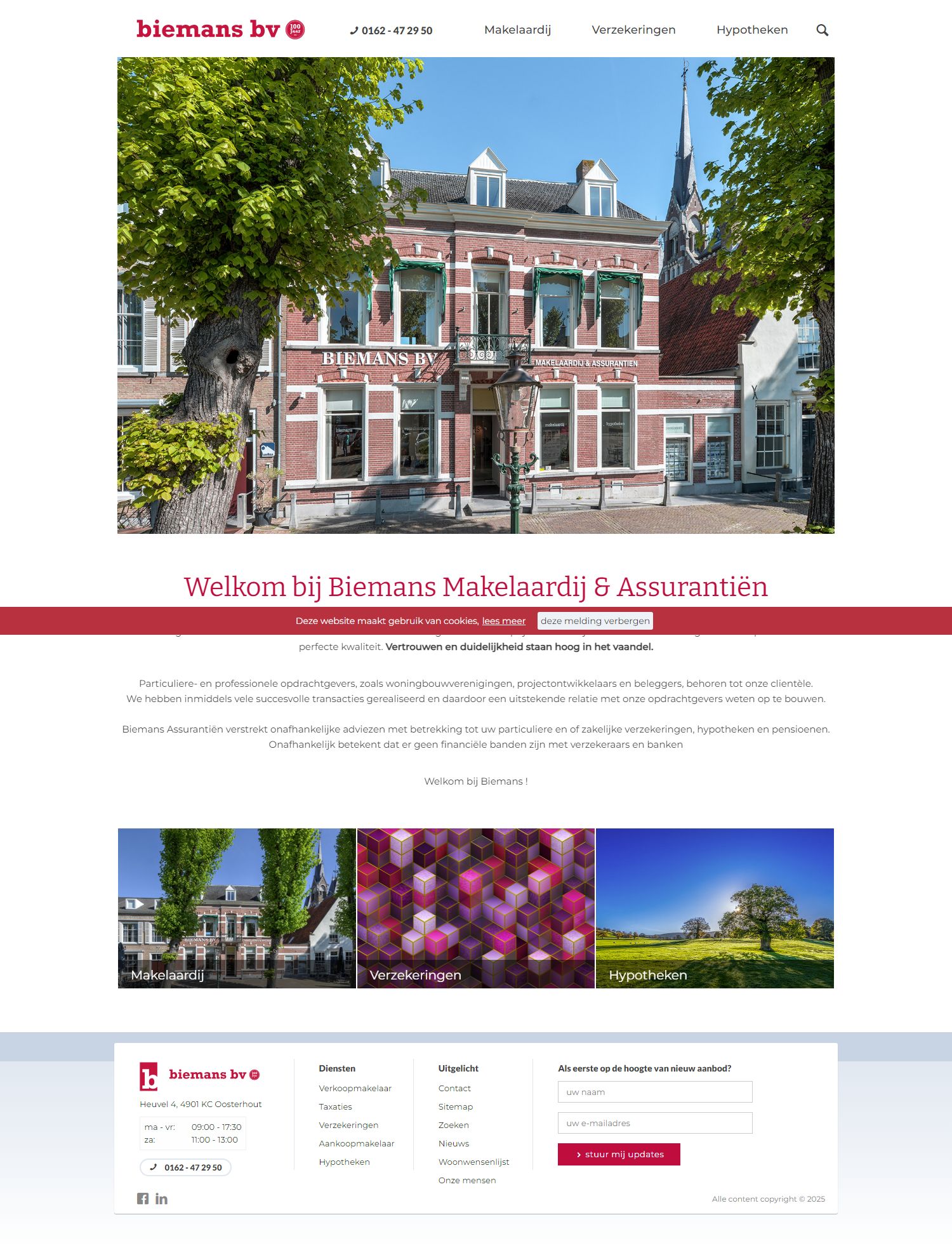 Screenshot van de website van www.biemansmakelaardij.nl