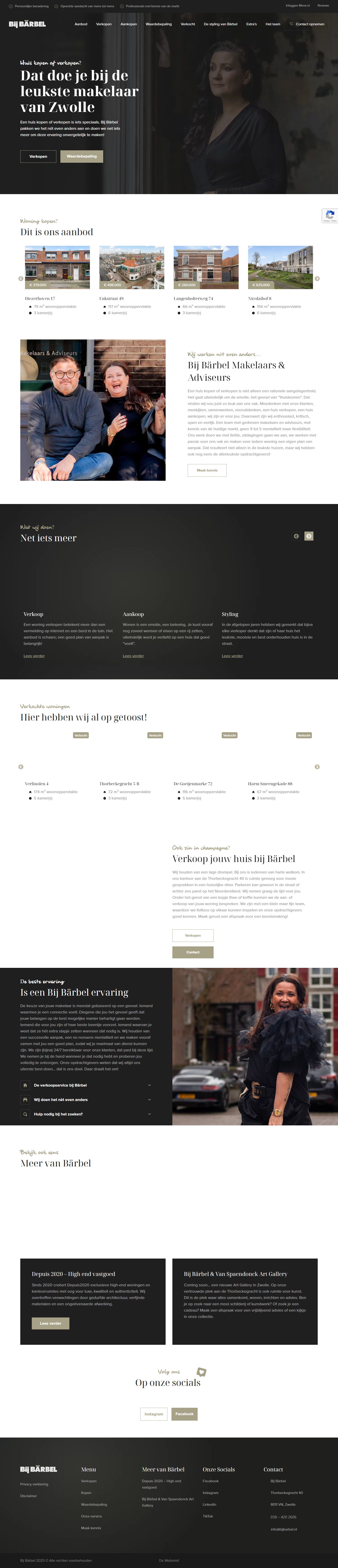 Screenshot of the website of www.bijbarbel.nl