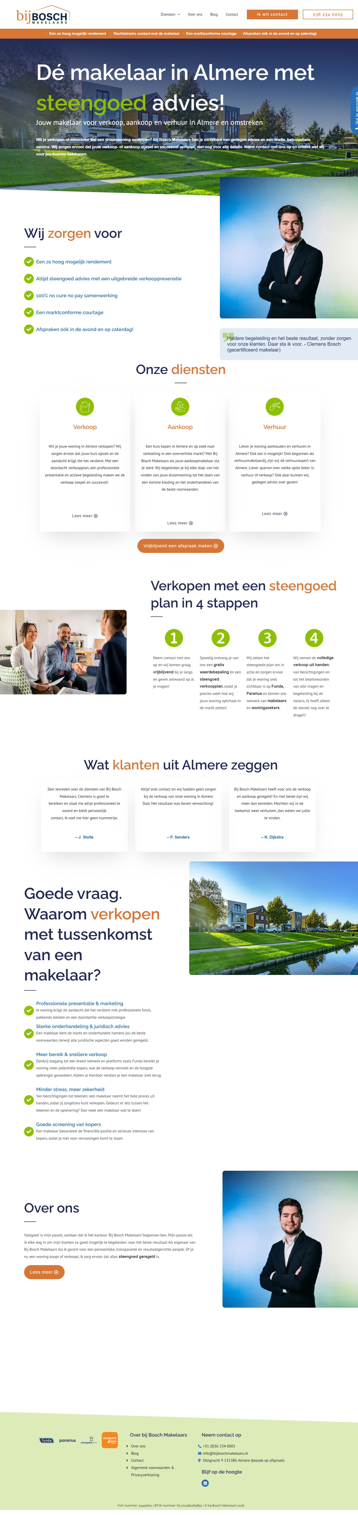 Screenshot of the website of www.bijboschmakelaars.nl