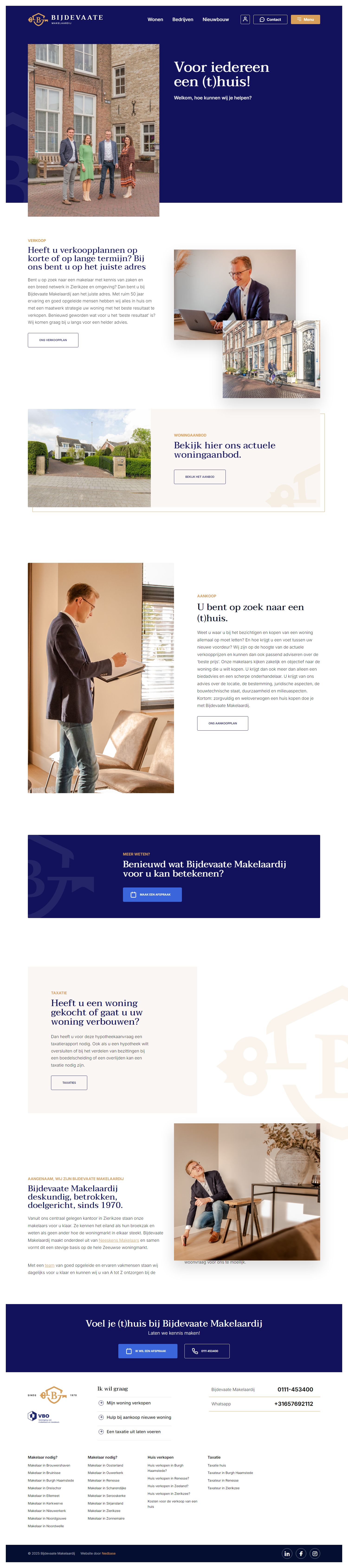 Screenshot van de website van www.bijdevaatemakelaardij.nl