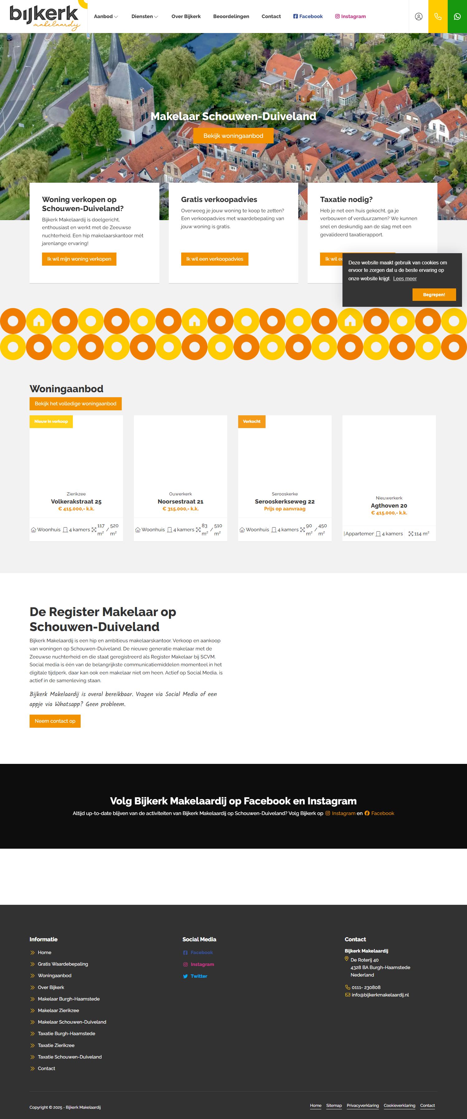 Screenshot van de website van www.bijkerkmakelaardij.nl