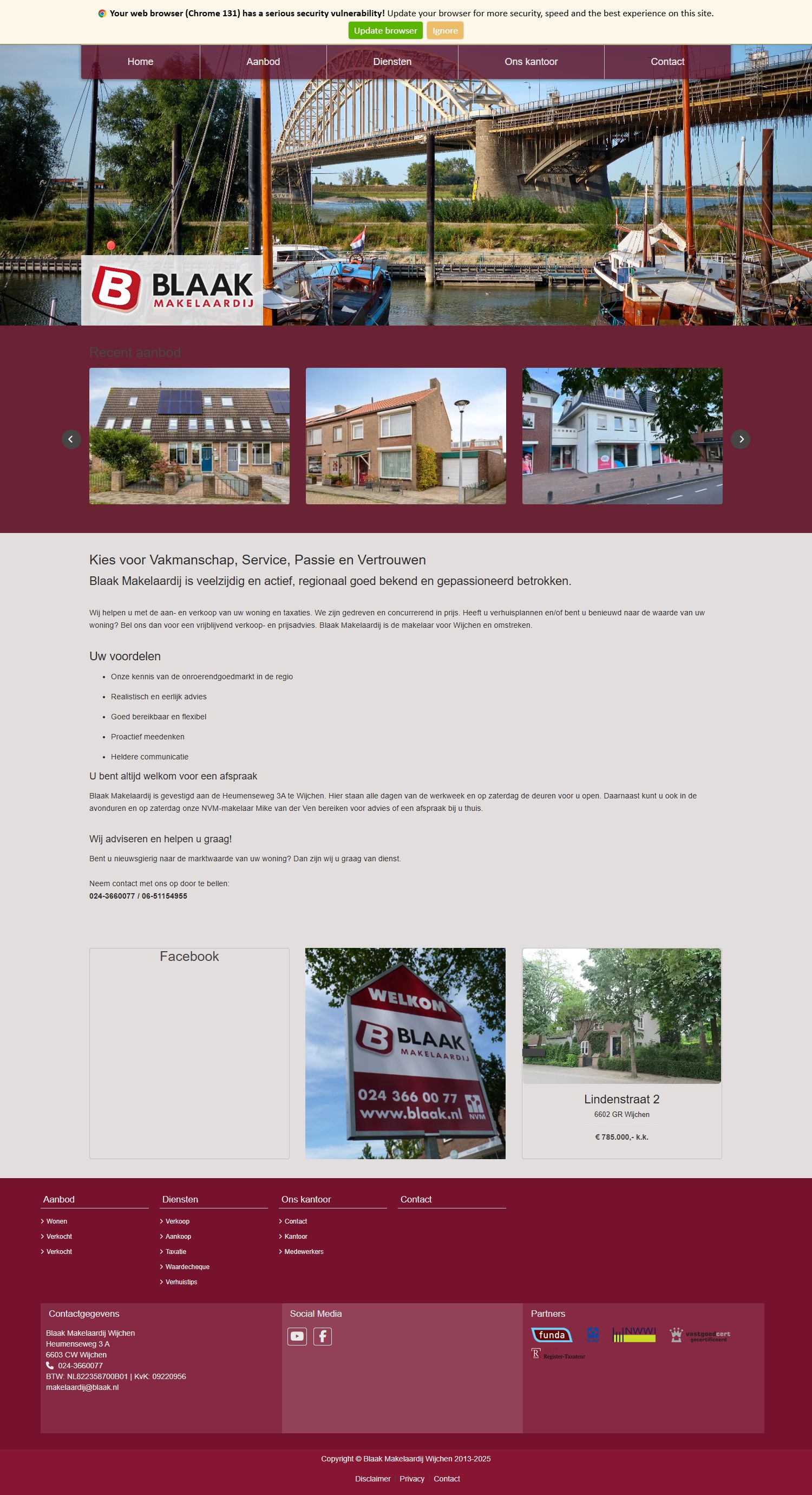 Screenshot van de website van www.blaakmakelaardij.nl