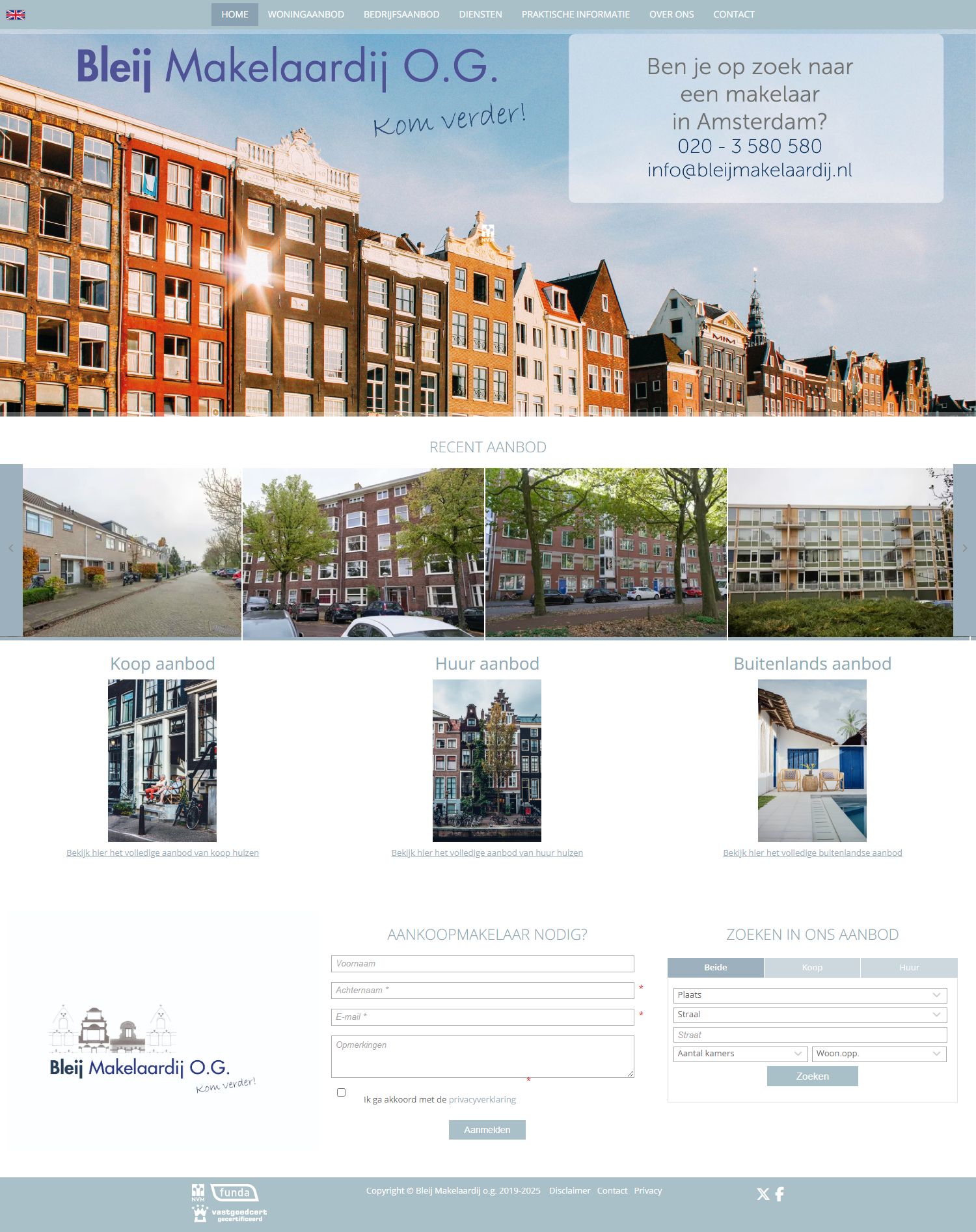 Screenshot van de website van www.bleijmakelaardij.nl