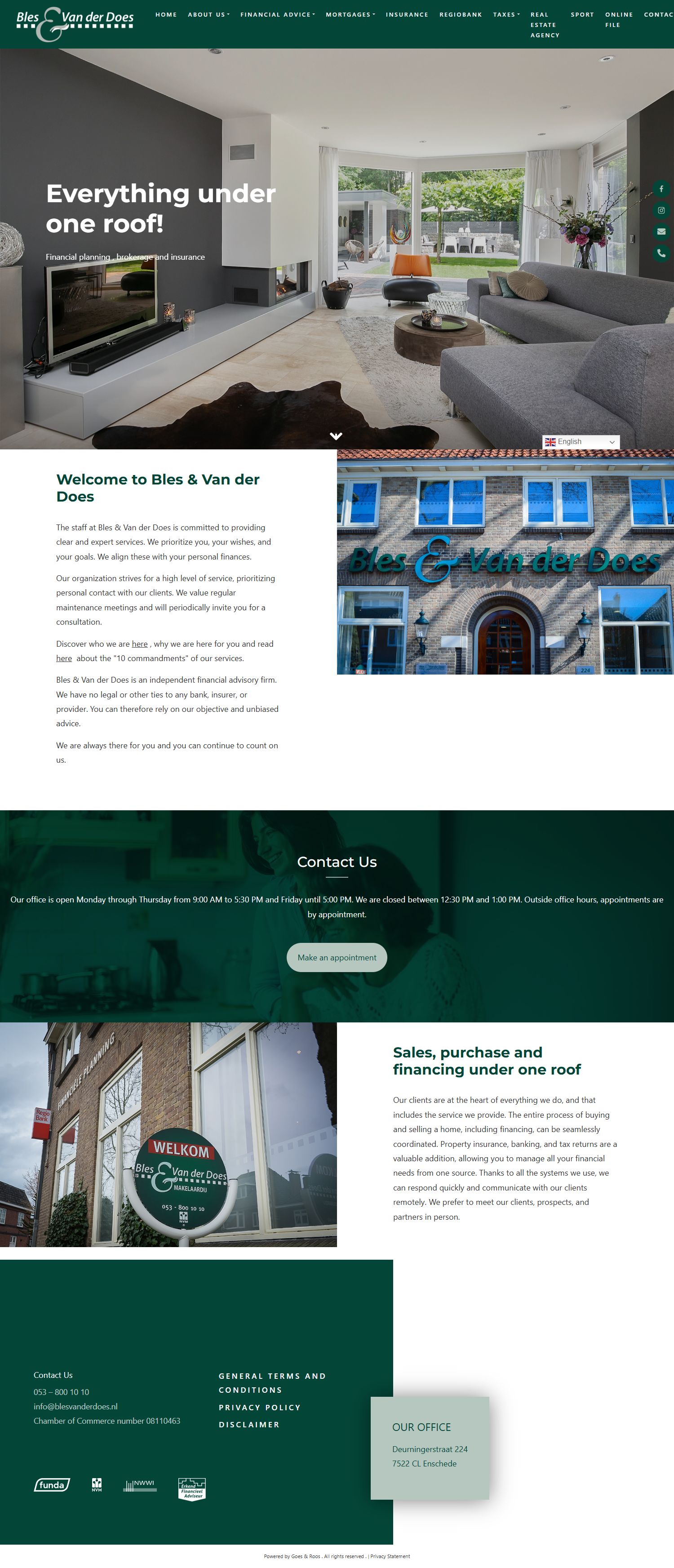Screenshot van de website van www.blesvanderdoes.nl