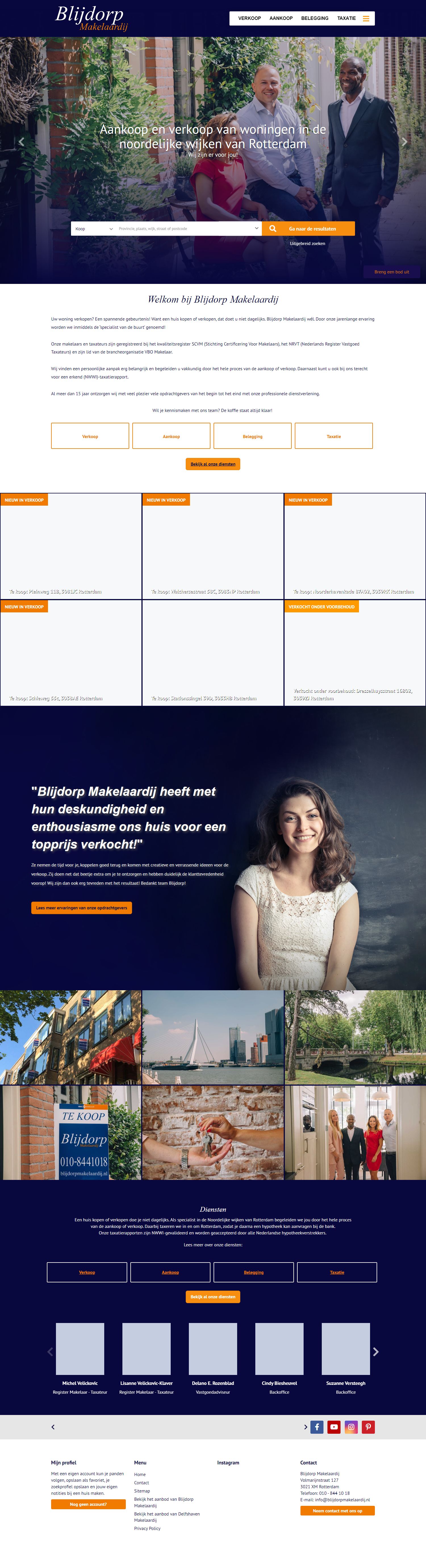 Screenshot van de website van www.blijdorpmakelaardij.nl