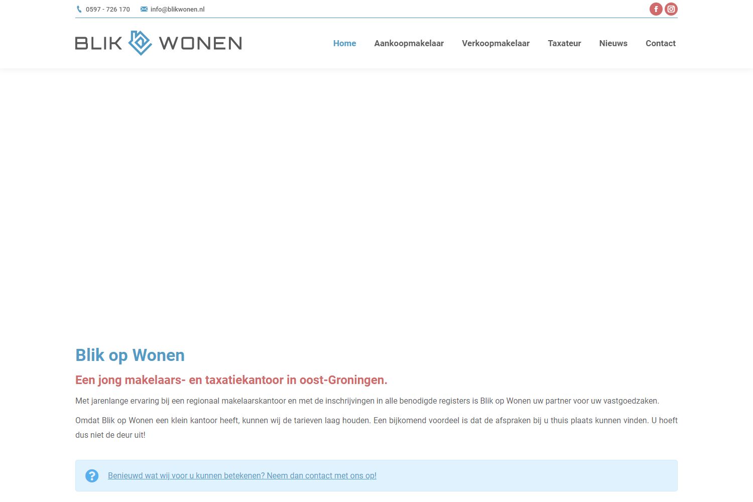 Screenshot van de website van www.blikwonen.nl