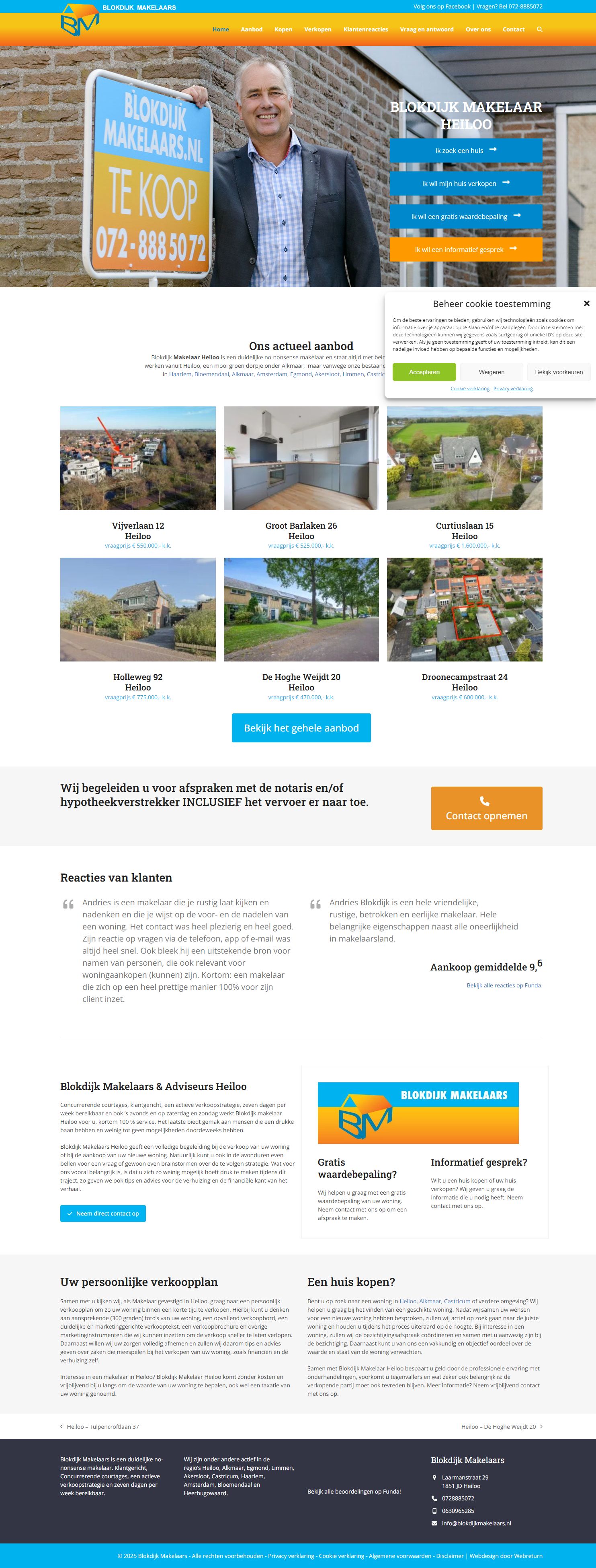 Screenshot van de website van www.blokdijkmakelaars.nl