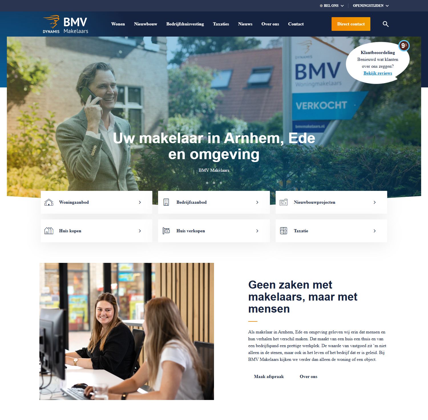 Screenshot van de website van www.bmvmakelaars.nl
