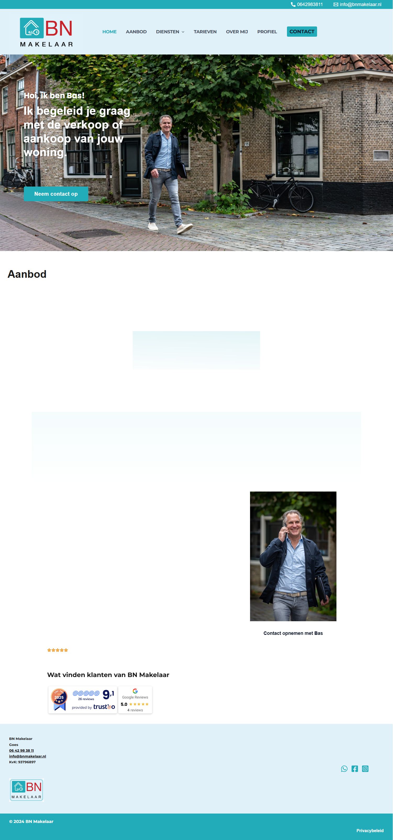 Capture d'écran du site web de www.bnmakelaar.nl