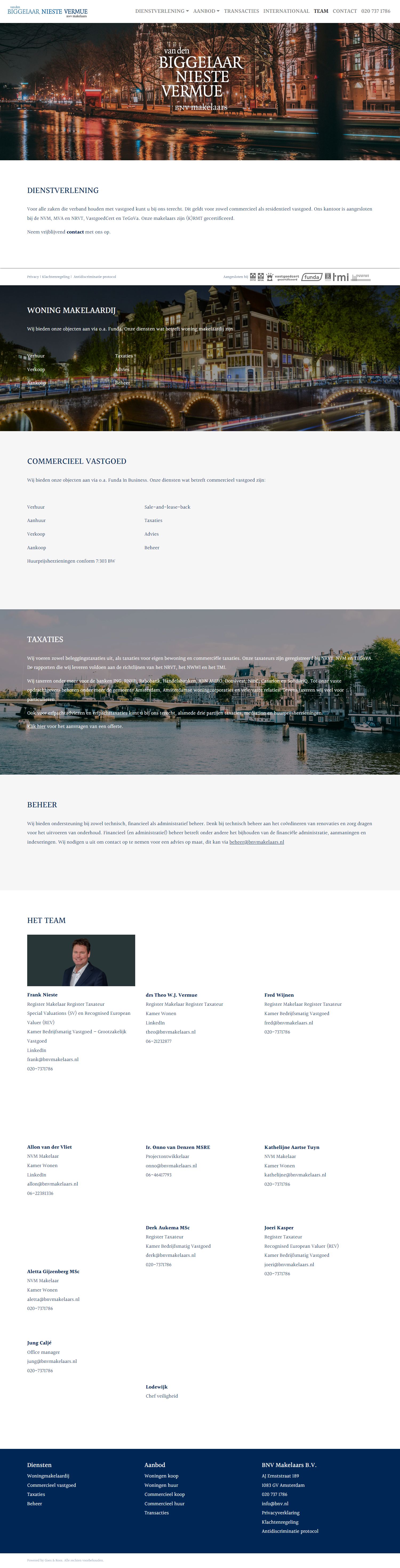 Screenshot van de website van www.bnvmakelaars.nl