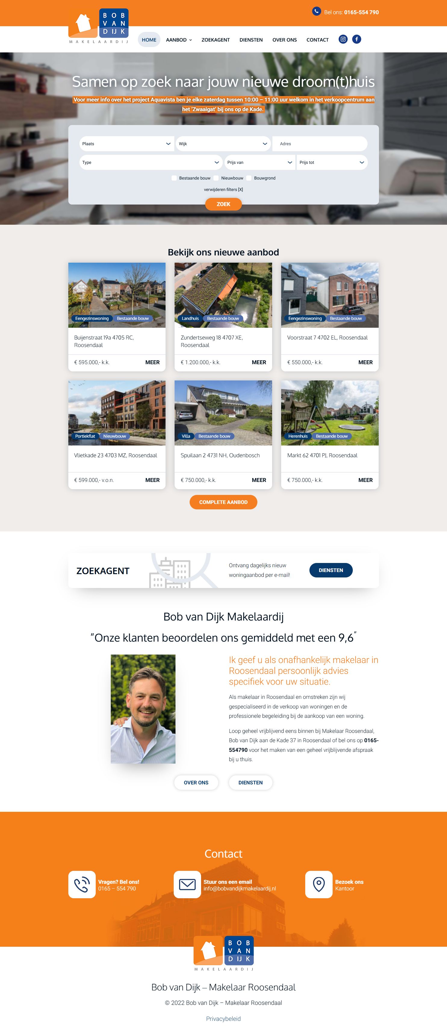 Screenshot of the website of www.bobvandijkmakelaardij.nl