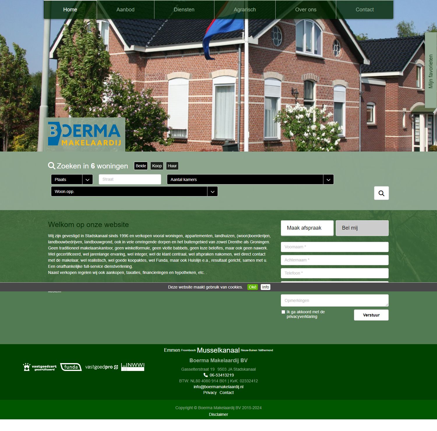 Screenshot van de website van www.boermamakelaardij.nl