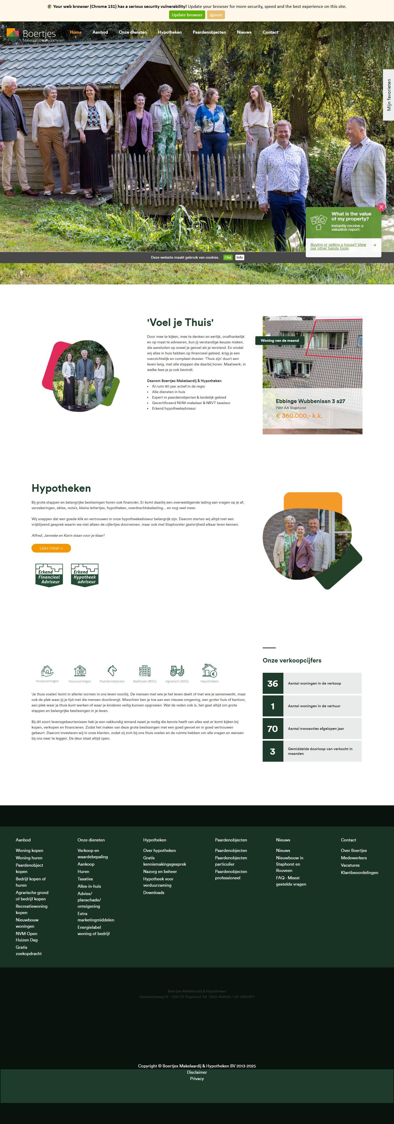 Screenshot of the website of www.boertjes.nl