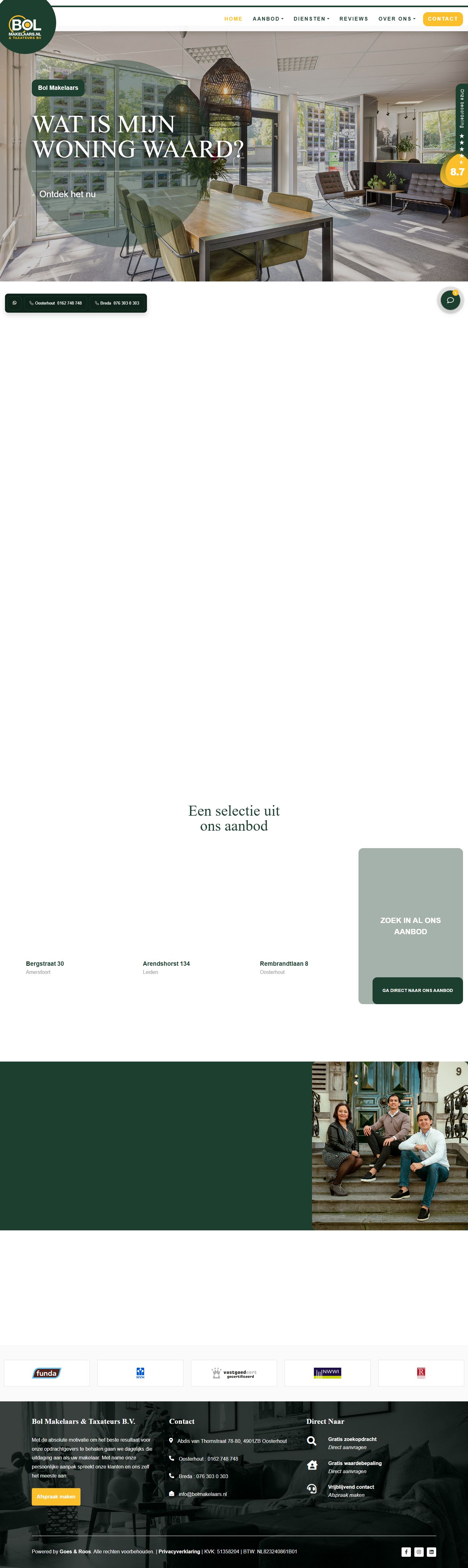 Screenshot of the website of www.bolmakelaars.nl