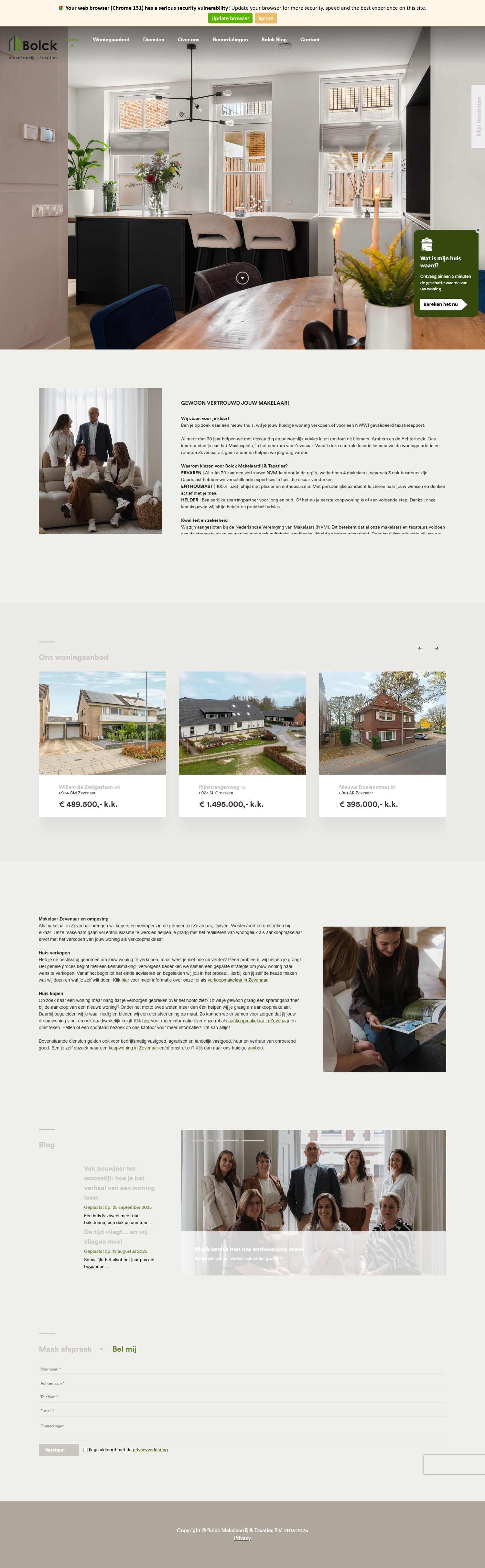 Screenshot of the website of www.bolckmakelaardij.nl