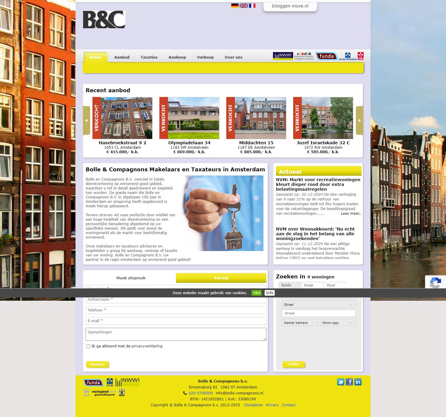 Screenshot van de website van www.bollemakelaardij.nl