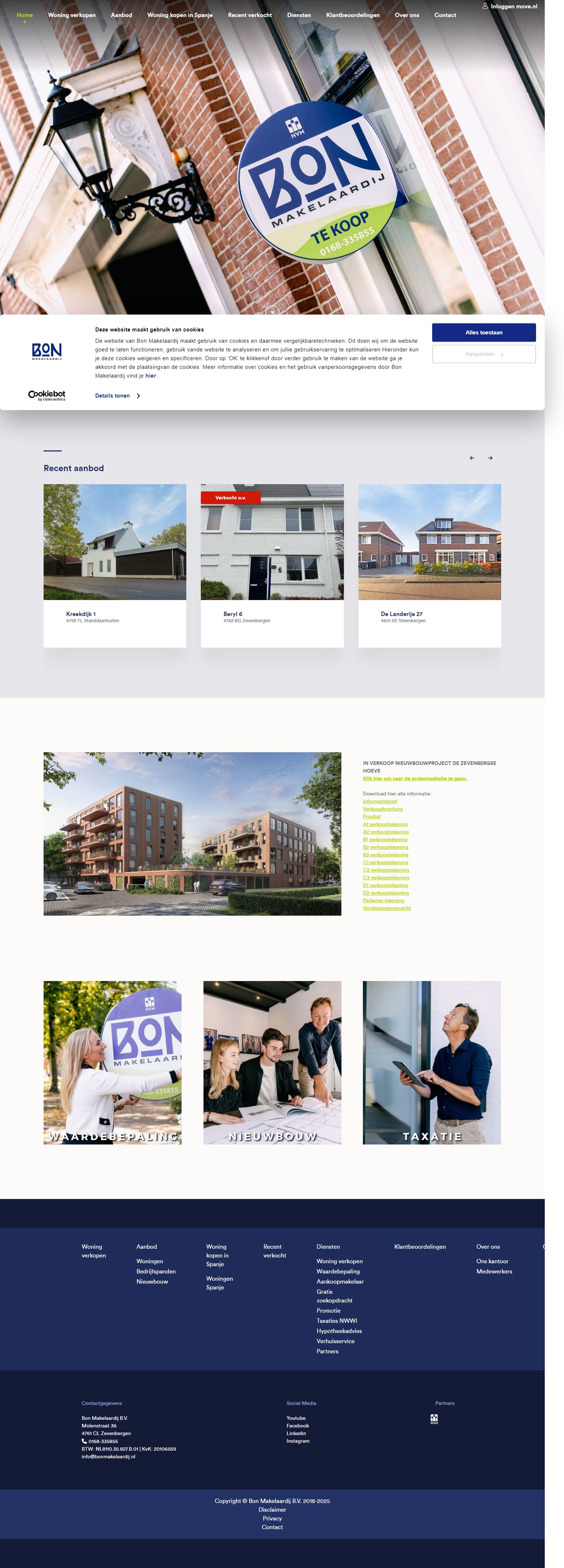 Screenshot van de website van www.bonmakelaardij.nl