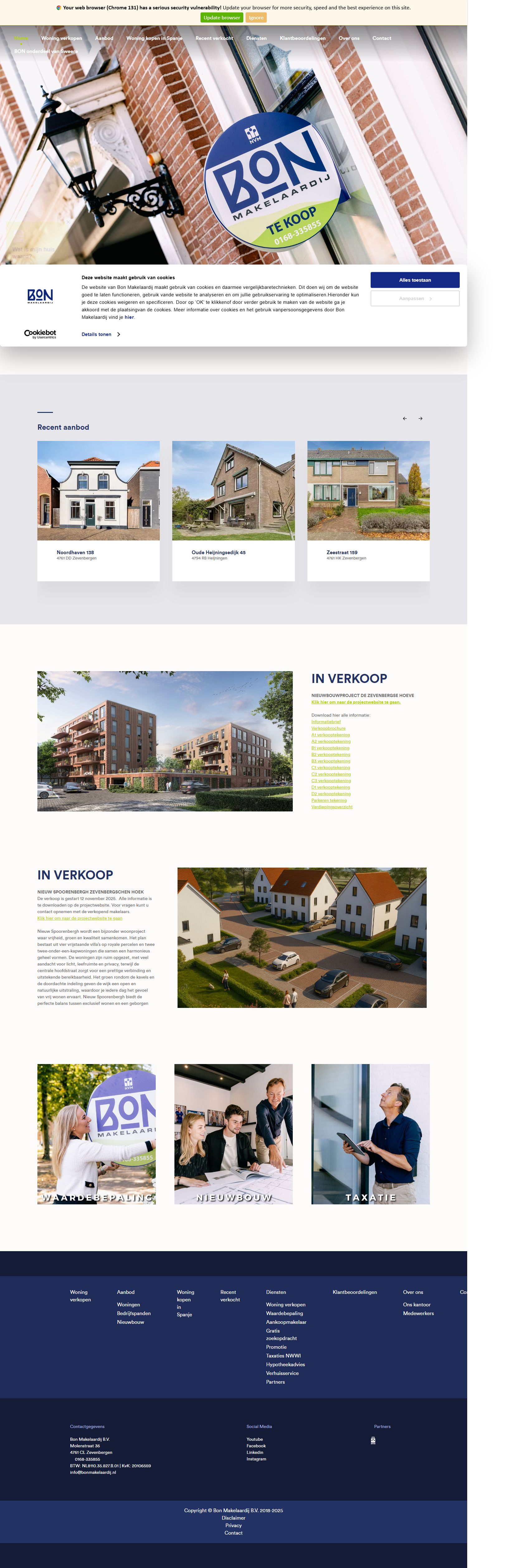 Screenshot of the website of www.bonmakelaardij.nl
