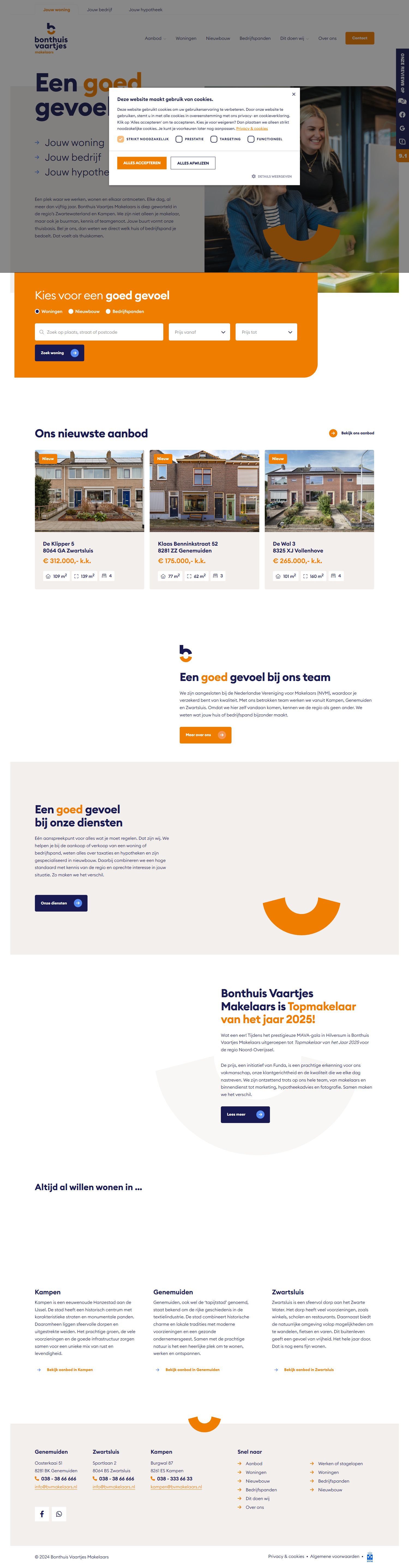 Screenshot of the website of www.bvmakelaars.nl