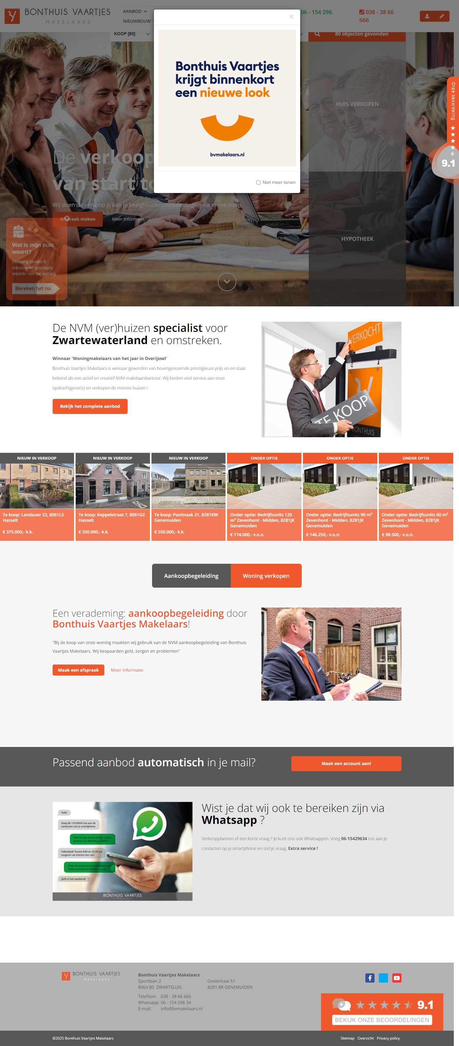 Screenshot van de website van www.bvmakelaars.nl