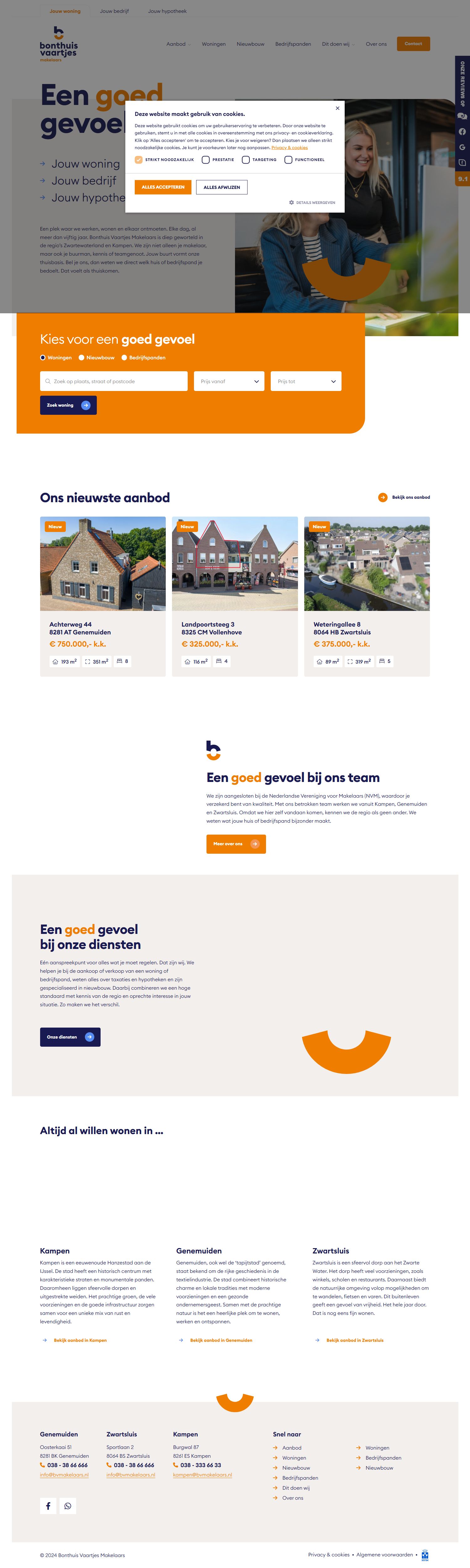 Screenshot van de website van www.bvmakelaars.nl