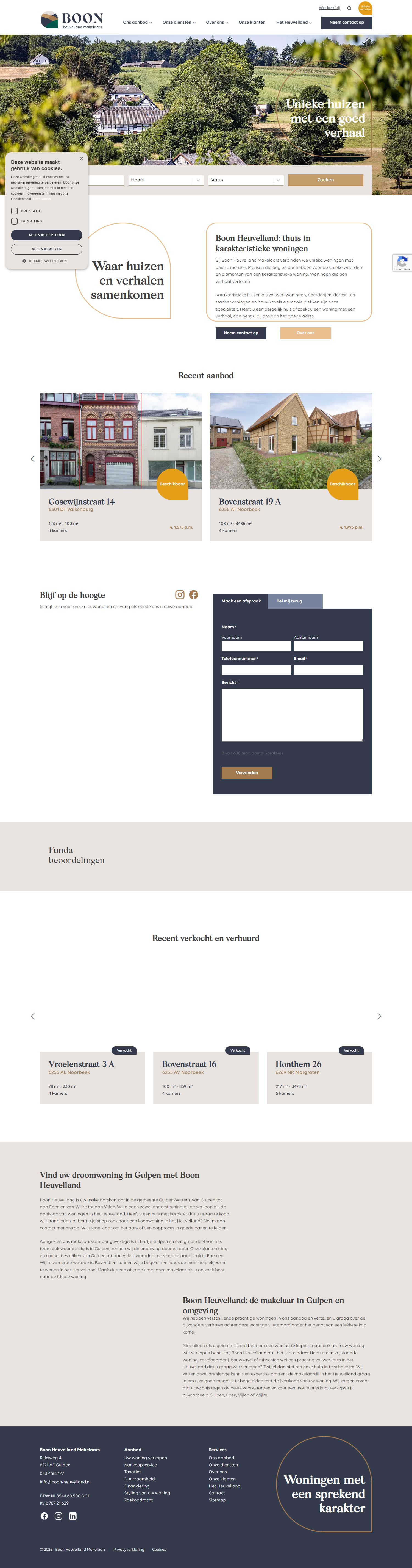 Screenshot of the website of www.boon-heuvelland.nl