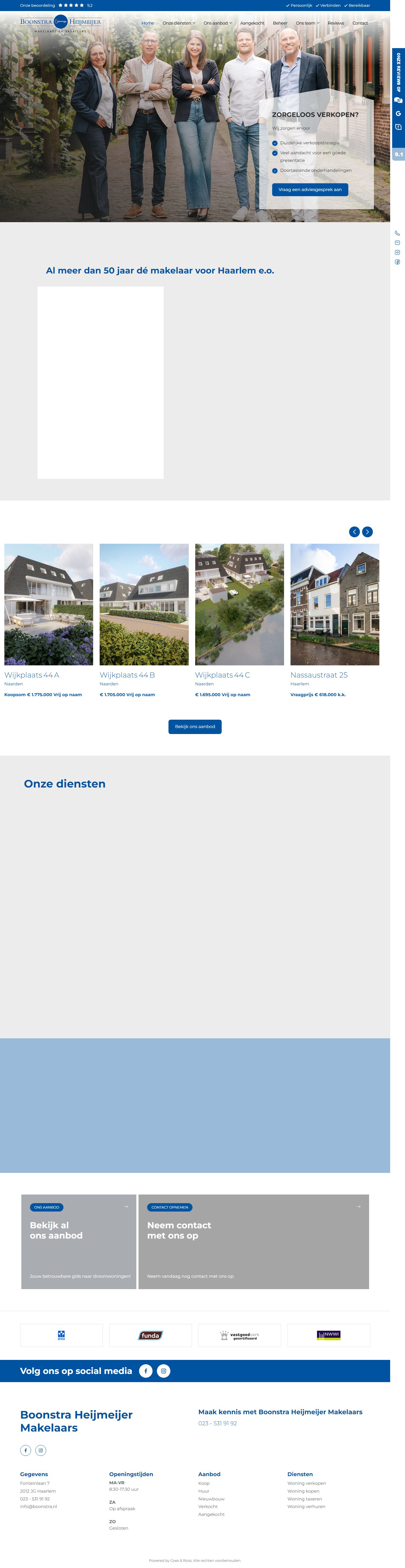 Screenshot van de website van www.boonstra.nl