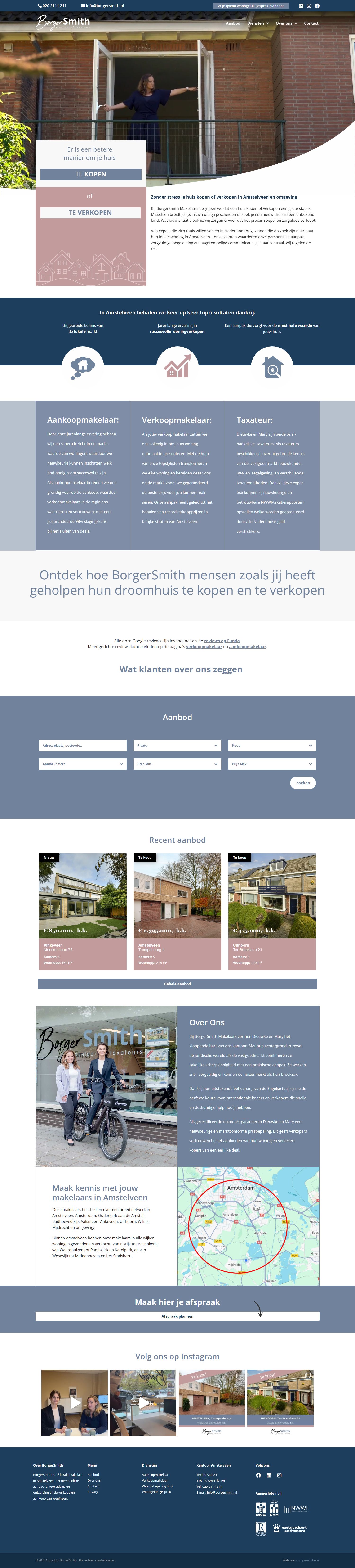 Screenshot of the website of borgersmith.nl