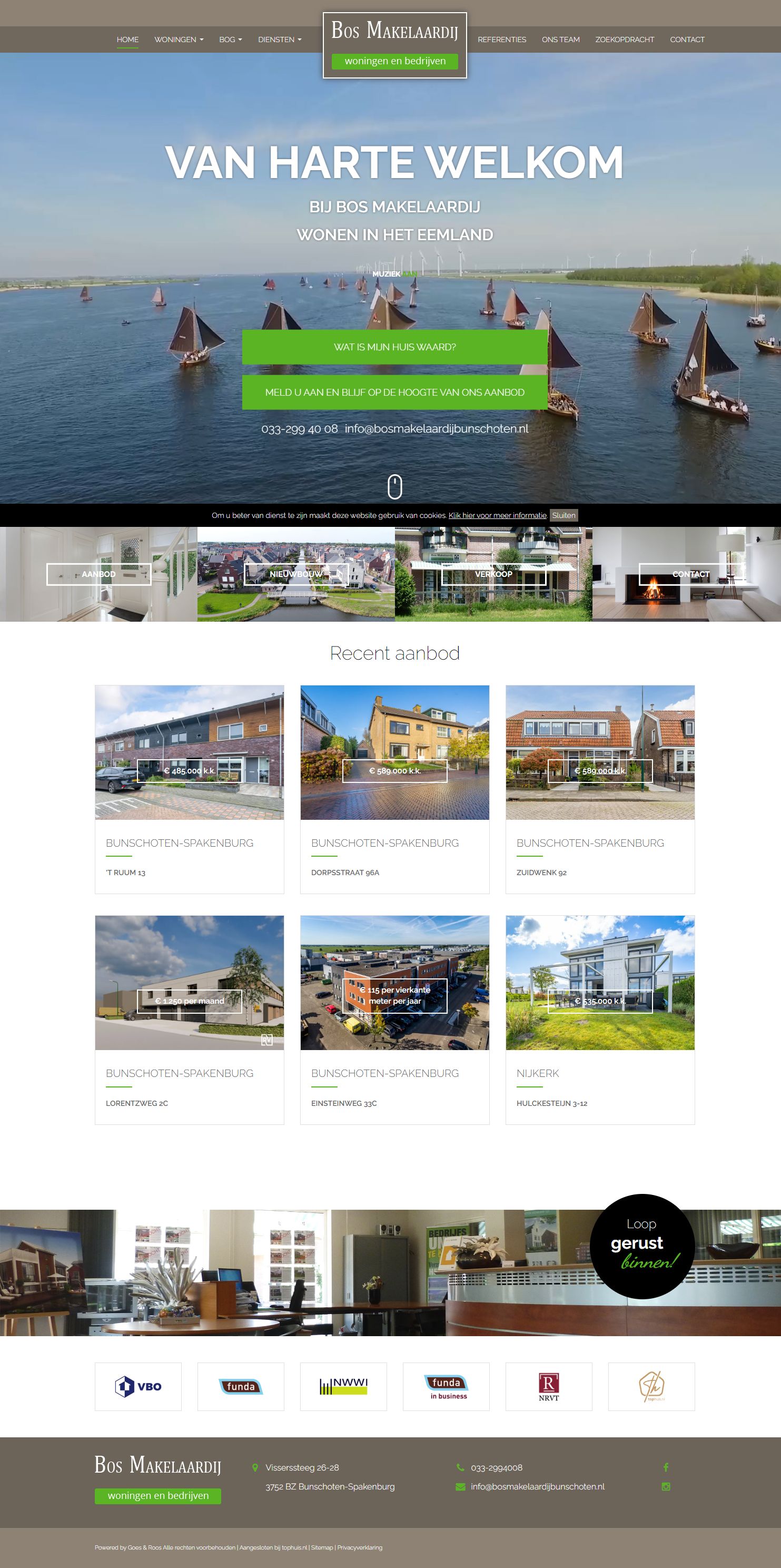 Screenshot van de website van www.bosmakelaardijbunschoten.nl
