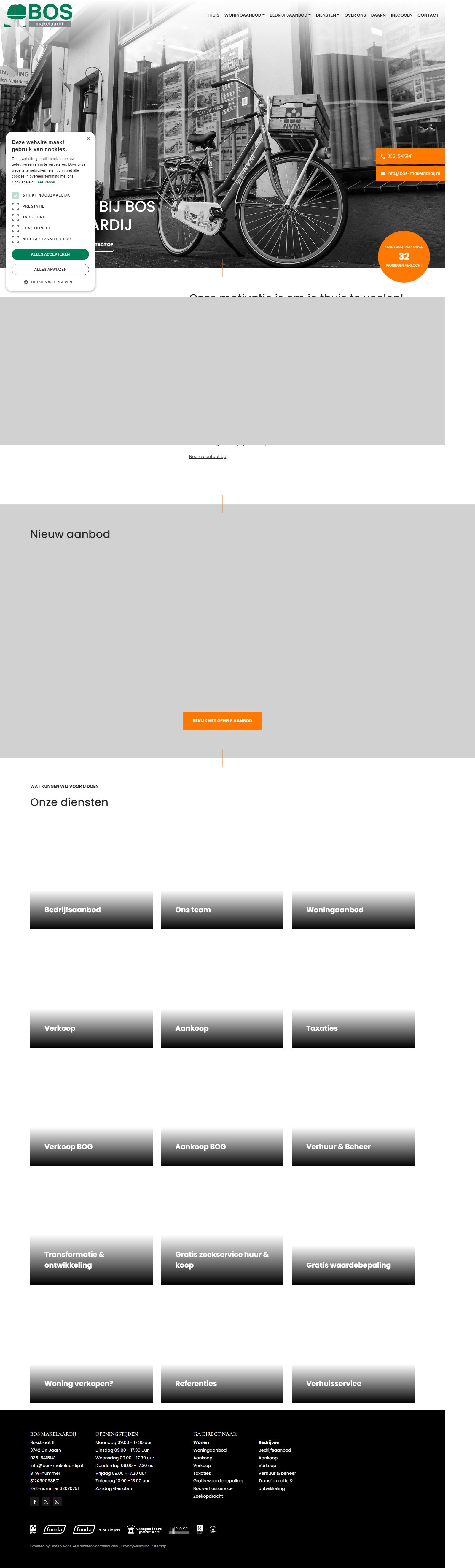 Screenshot van de website van www.bos-makelaardij.nl