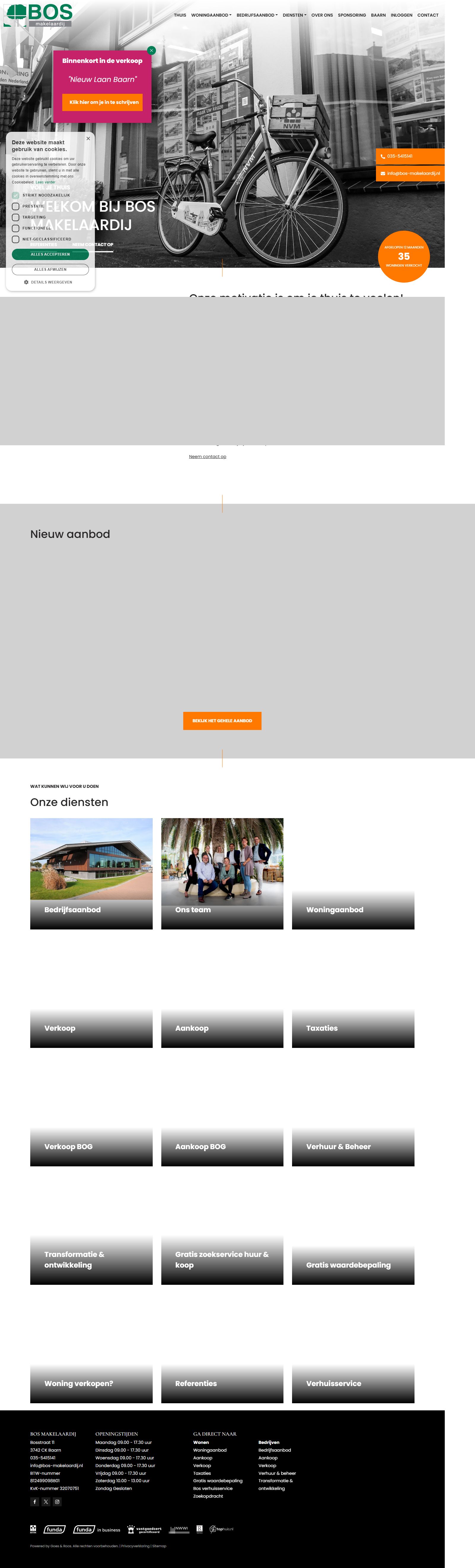 Screenshot van de website van www.bos-makelaardij.nl