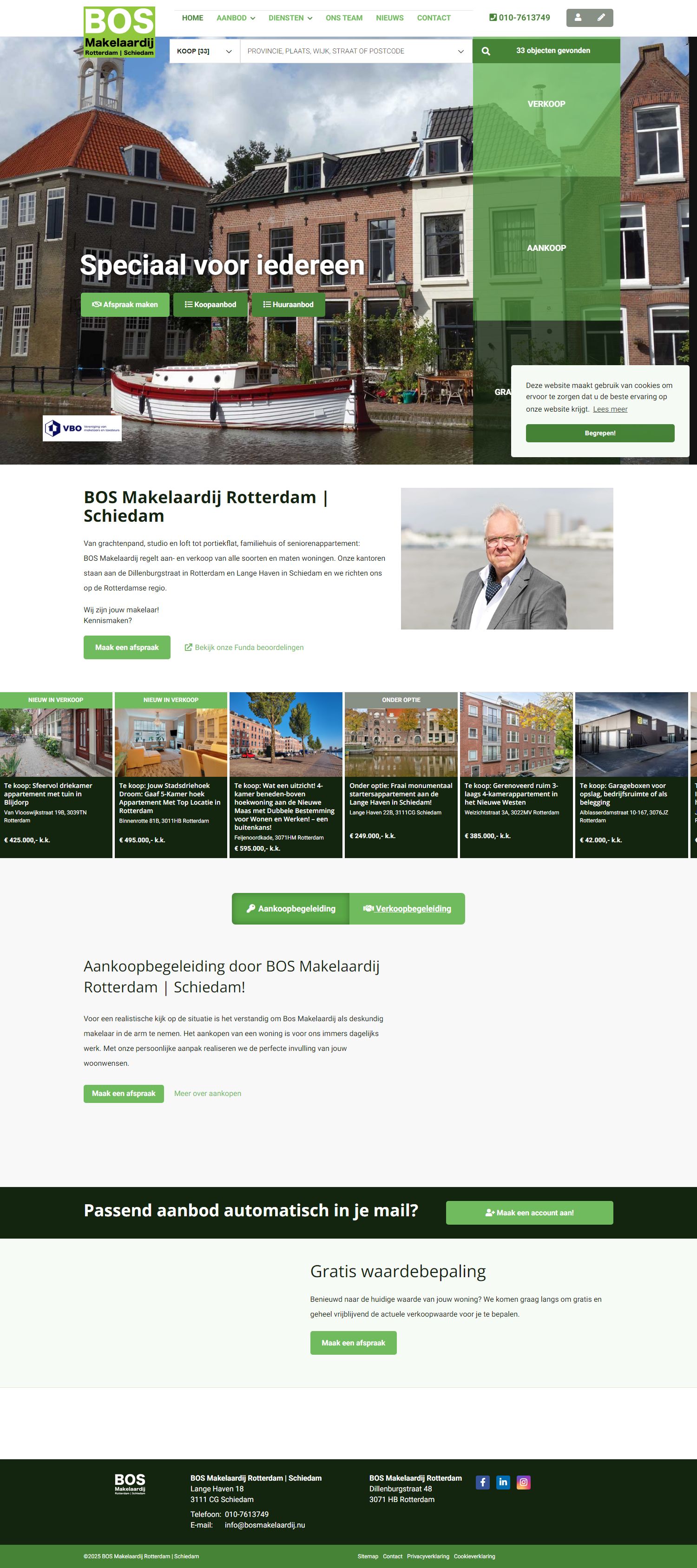 Screenshot van de website van www.bosmakelaardij.nu