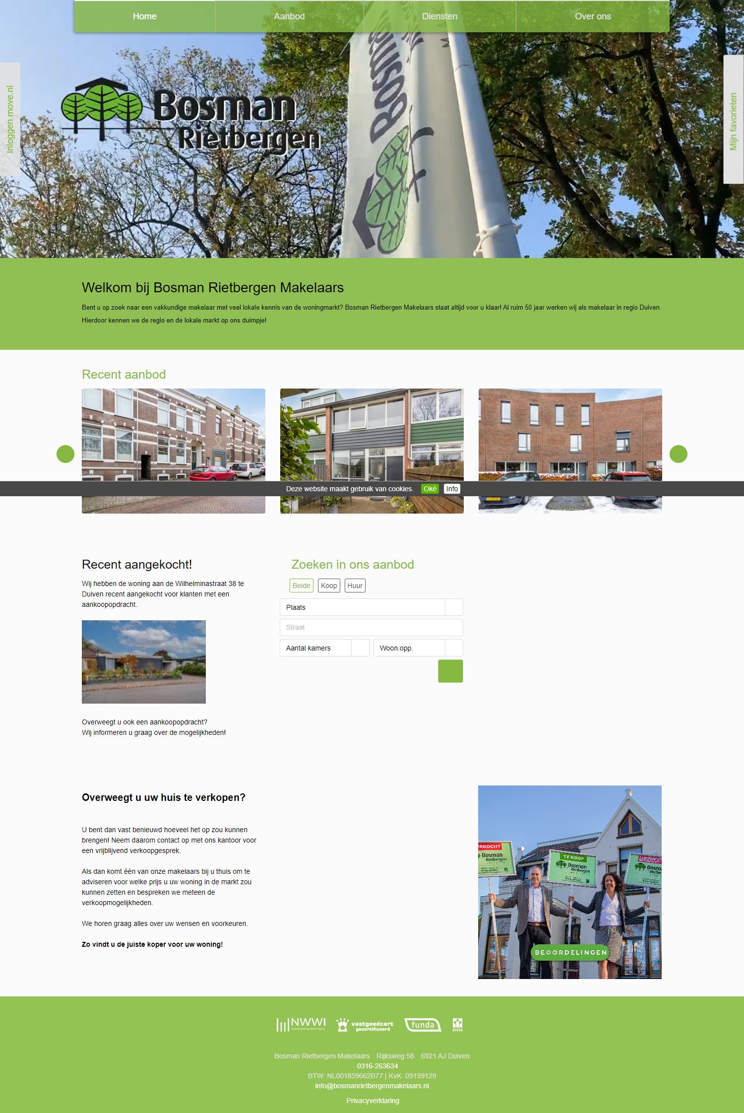 Screenshot van de website van www.bosmanrietbergenmakelaars.nl