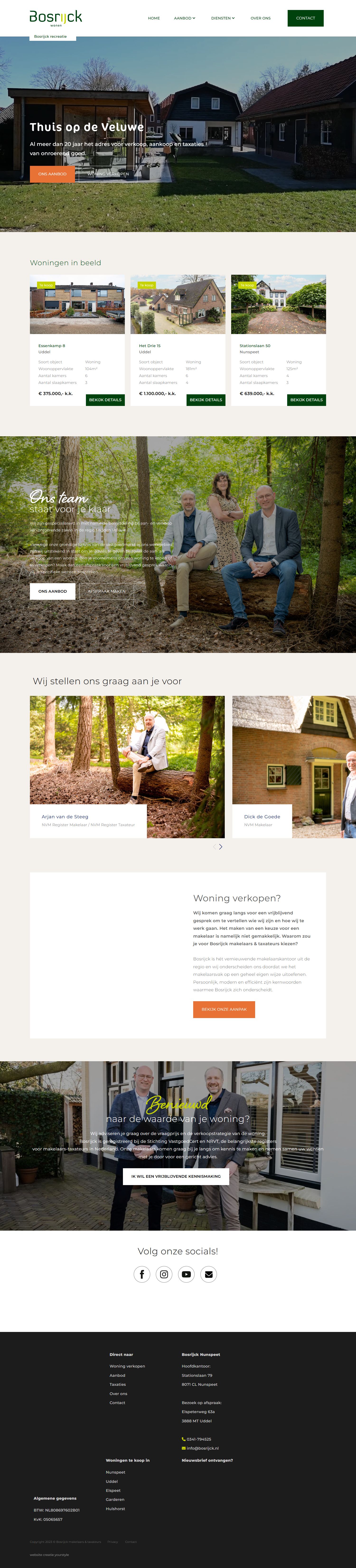 Screenshot van de website van bosrijck.nl