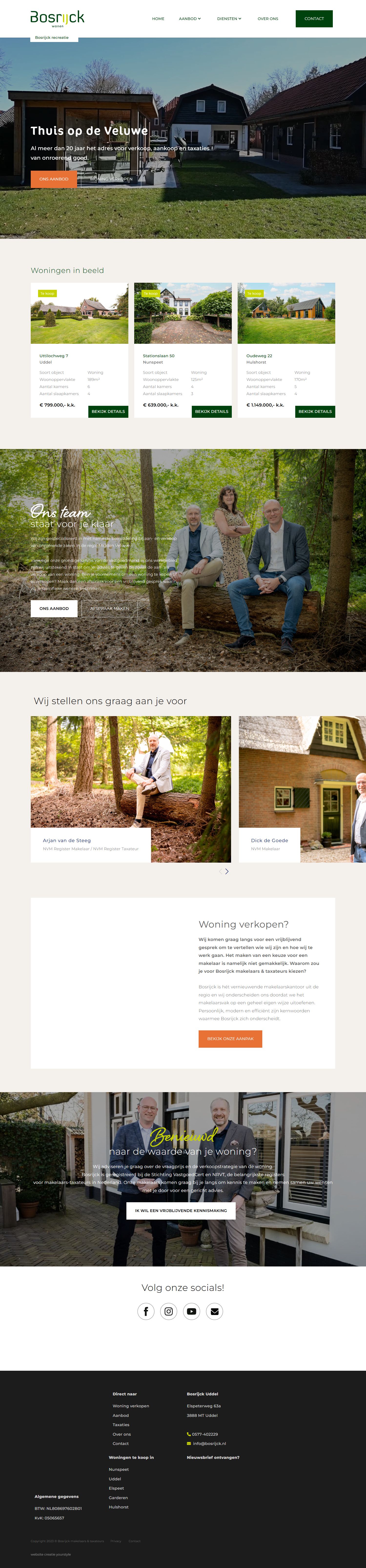 Screenshot van de website van www.bosrijck.nl