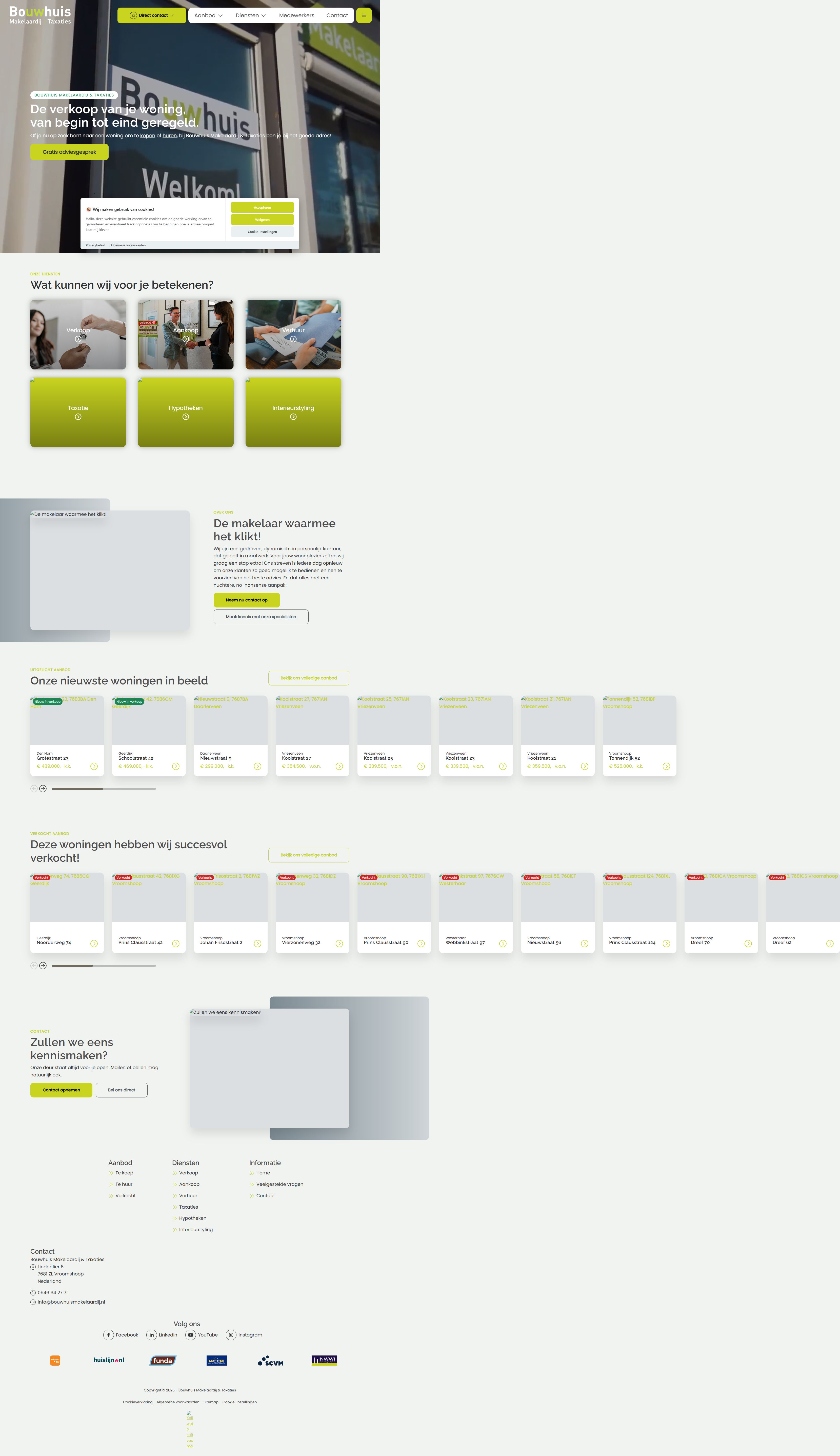 Screenshot of the website of www.bouwhuismakelaardij.nl