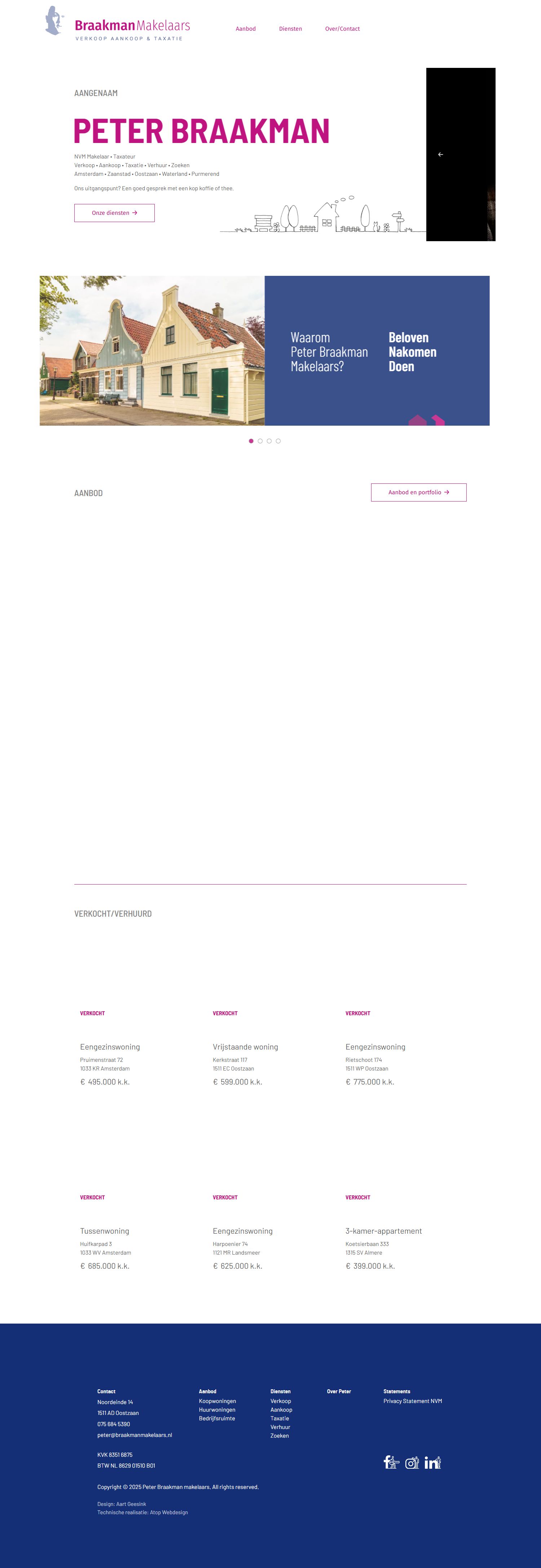 Screenshot van de website van www.braakmanmakelaars.nl