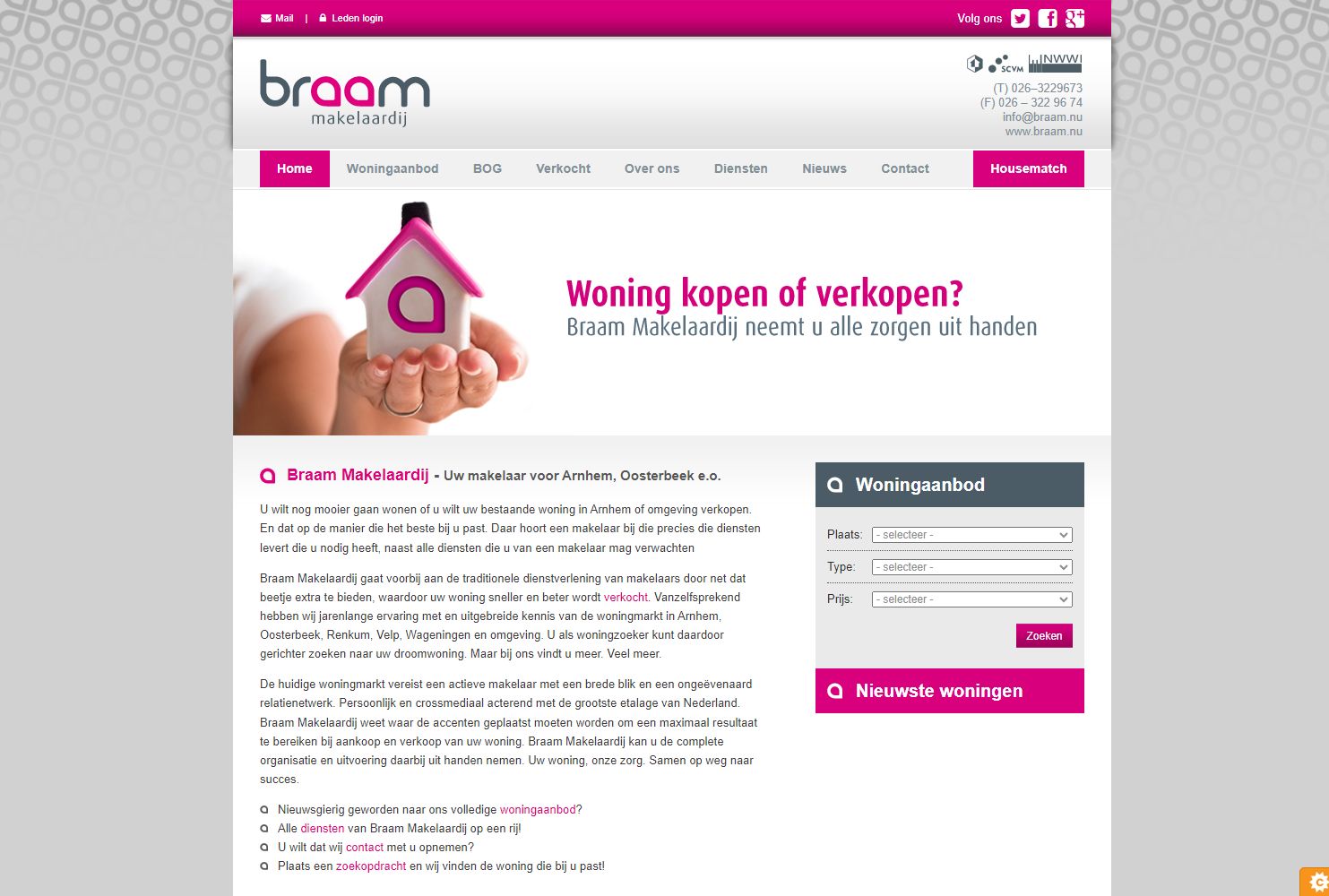 Screenshot van de website van www.braam.nu