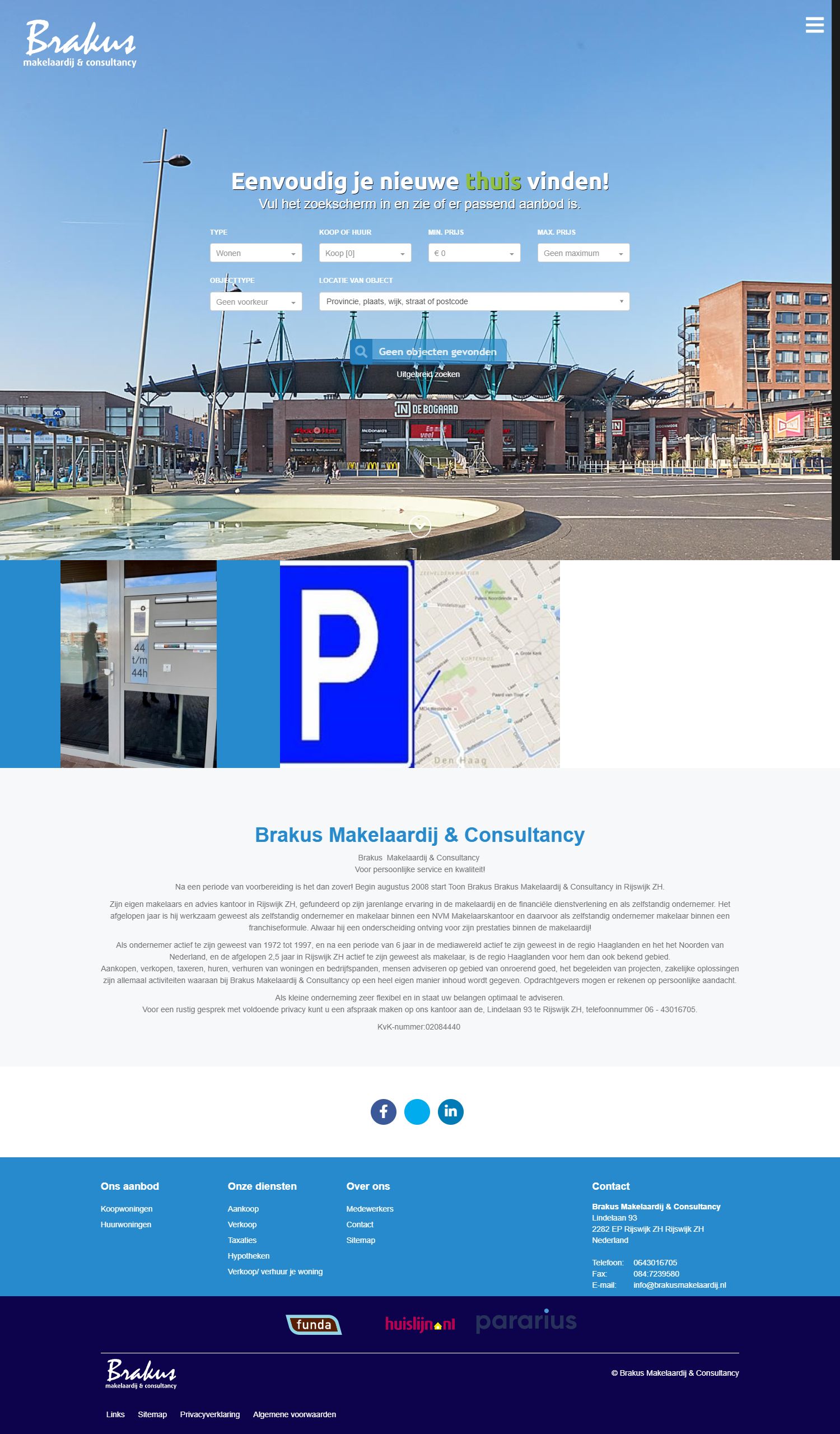 Screenshot van de website van www.brakusmakelaardij.nl