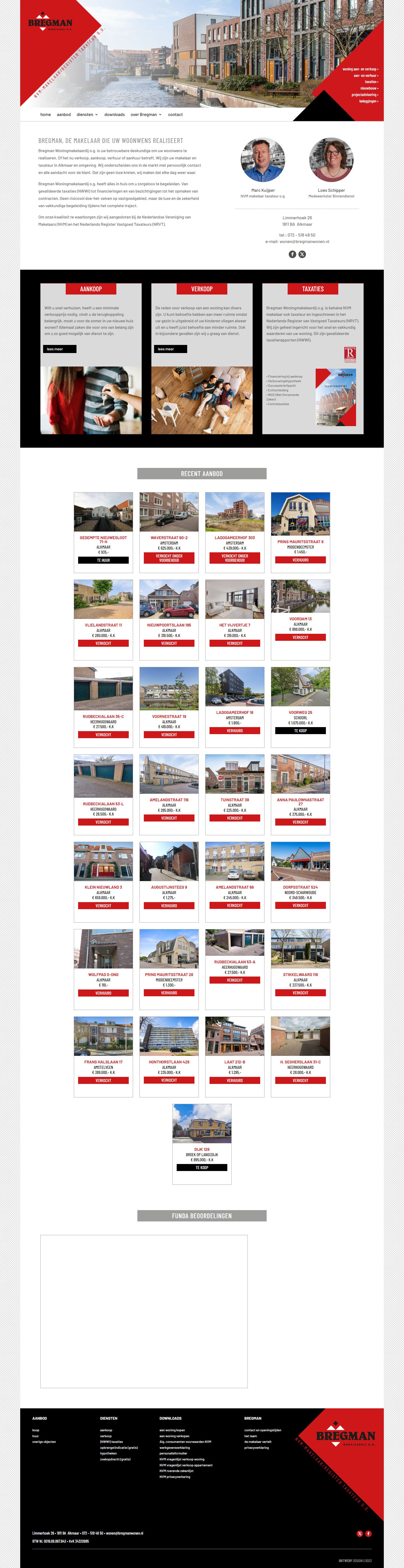 Screenshot van de website van www.bregmanwonen.nl