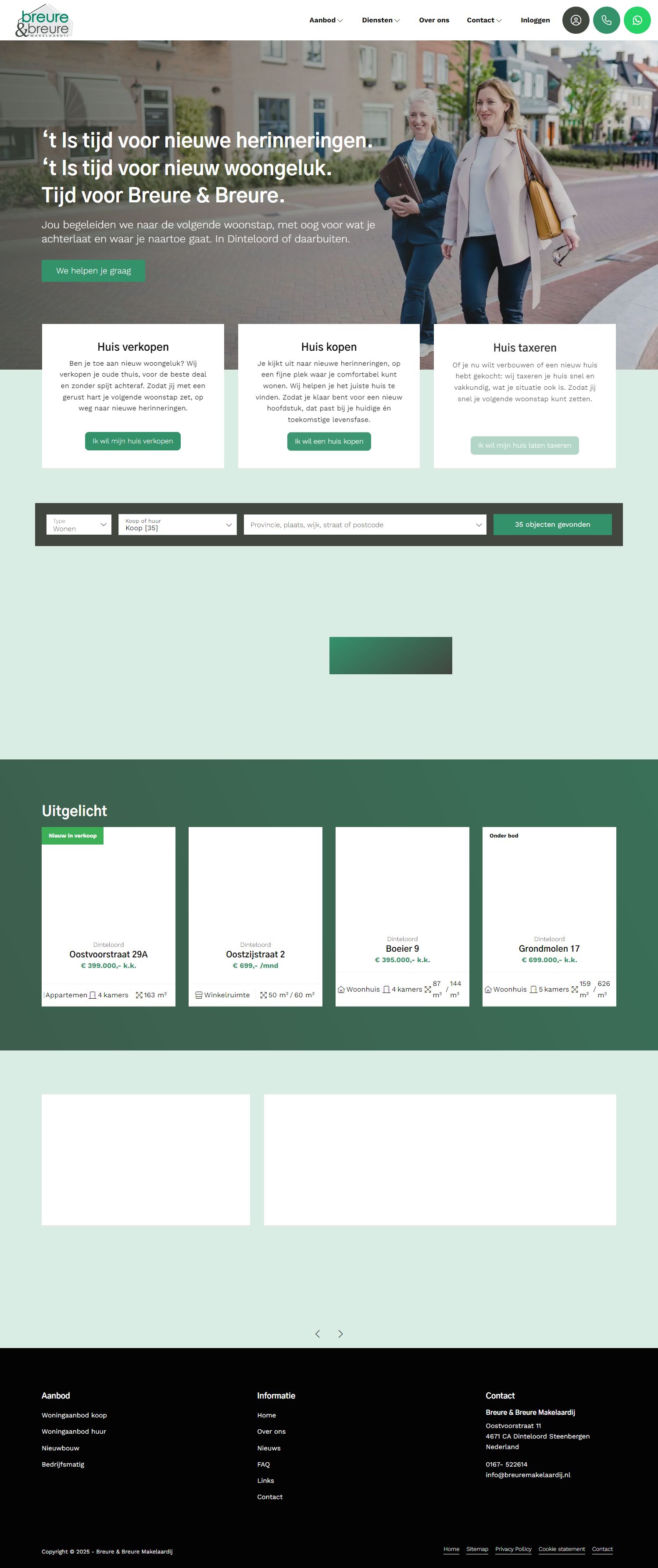 Screenshot van de website van www.breuremakelaardij.nl