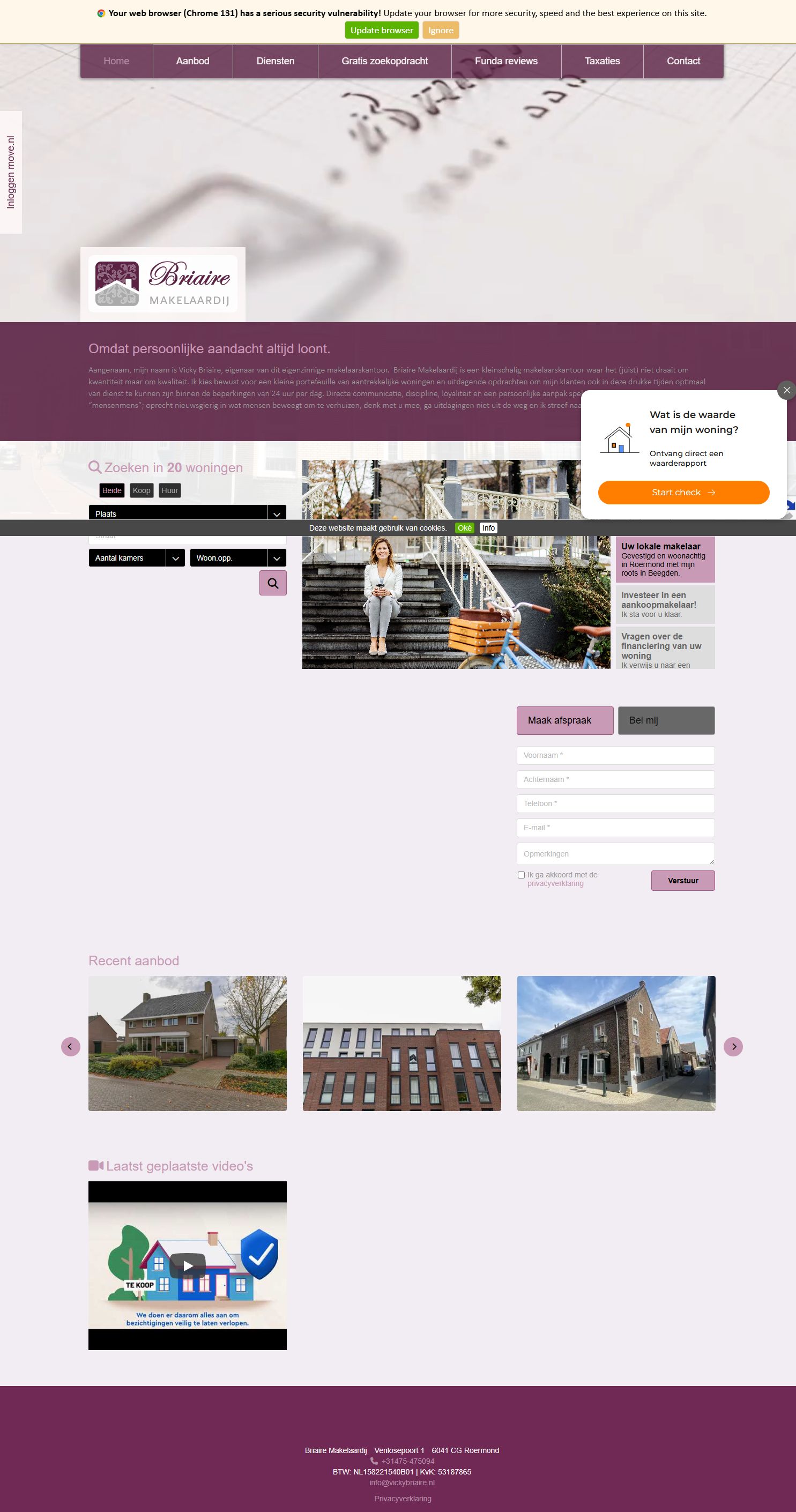 Capture d'écran du site web de www.vickybriaire.nl