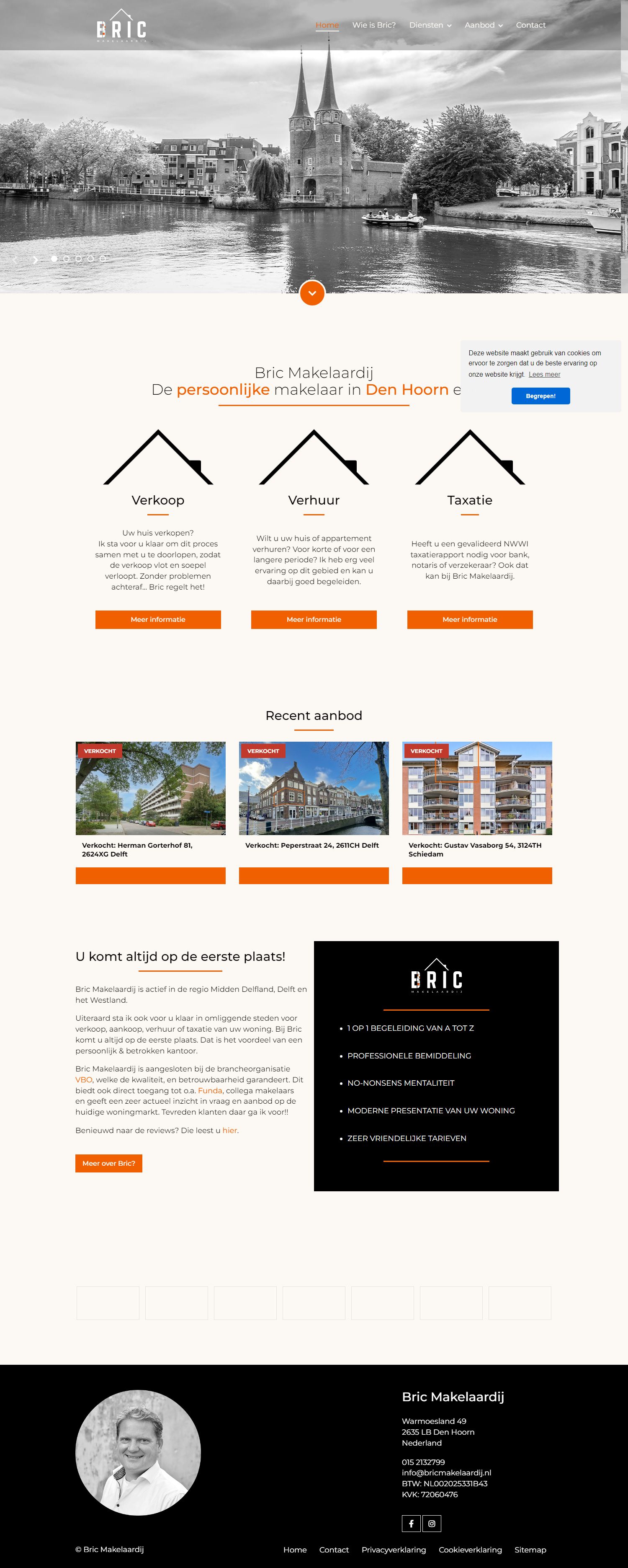 Screenshot van de website van www.bricmakelaardij.nl