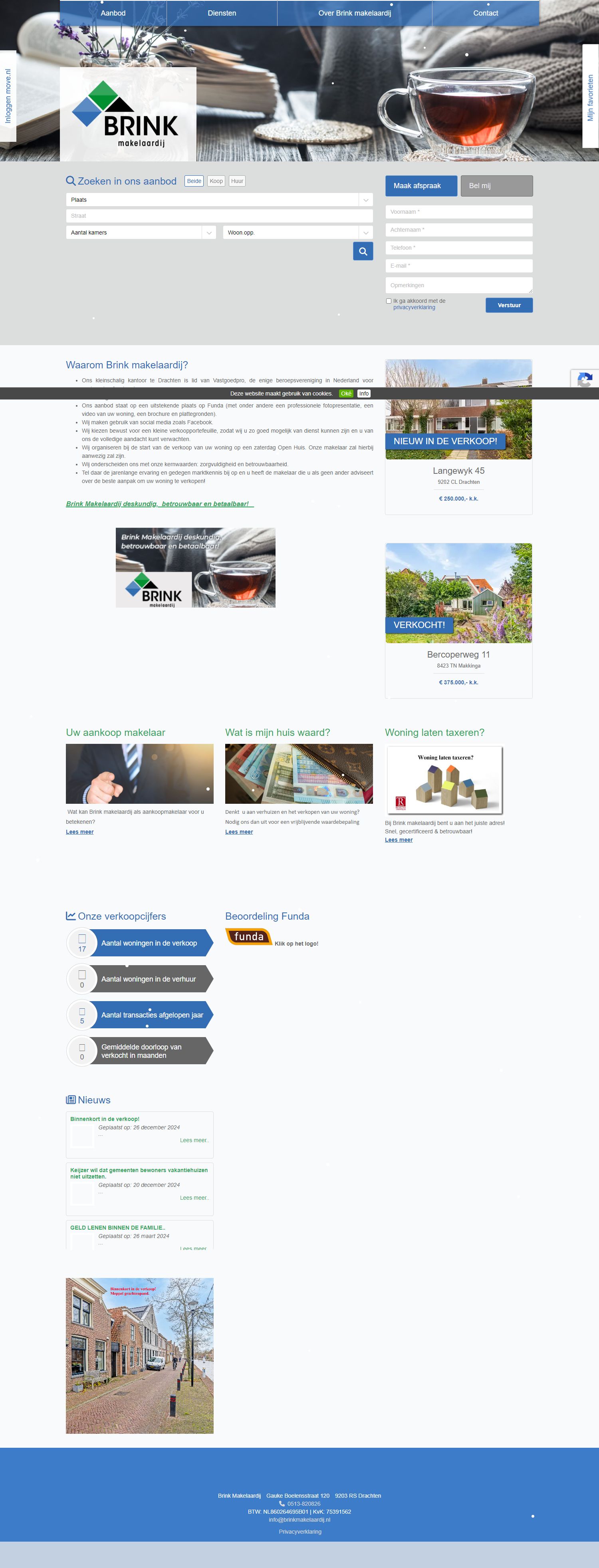 Screenshot van de website van www.brinkmakelaardij.nl