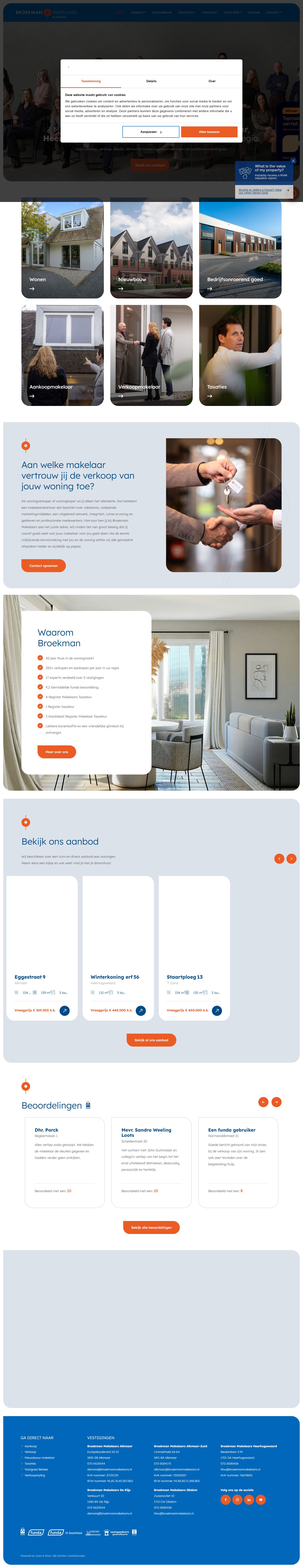 Screenshot van de website van www.broekmanmakelaars.nl