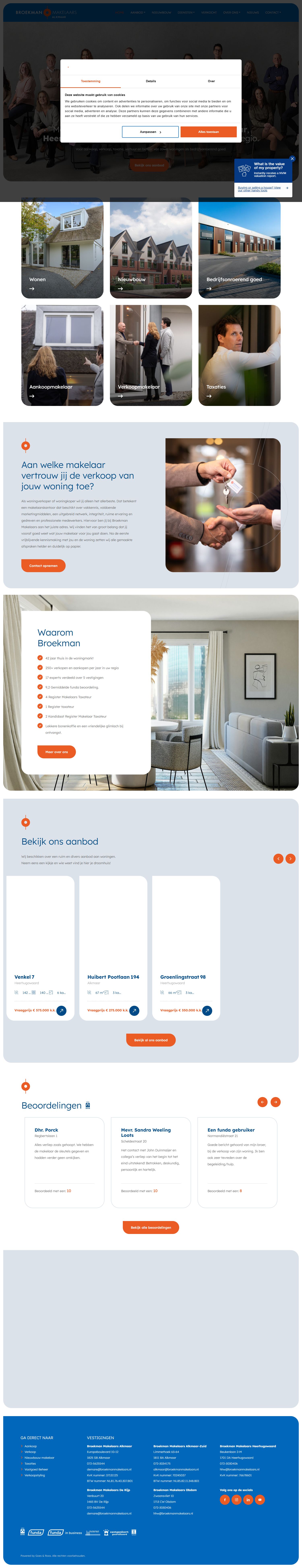 Screenshot of the website of www.broekmanmakelaars.nl
